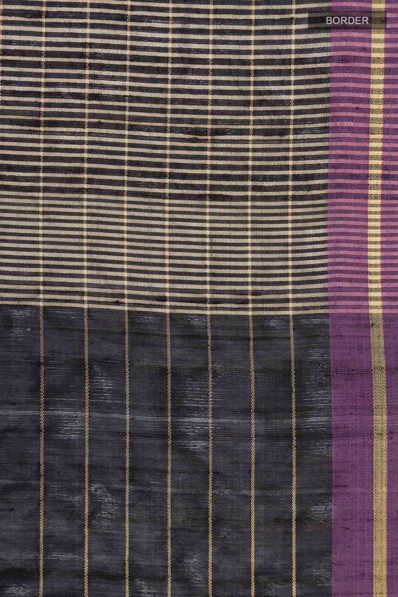 Orchid Dream-Black Bhagalpuri Tussar Silk Saree - Image 8