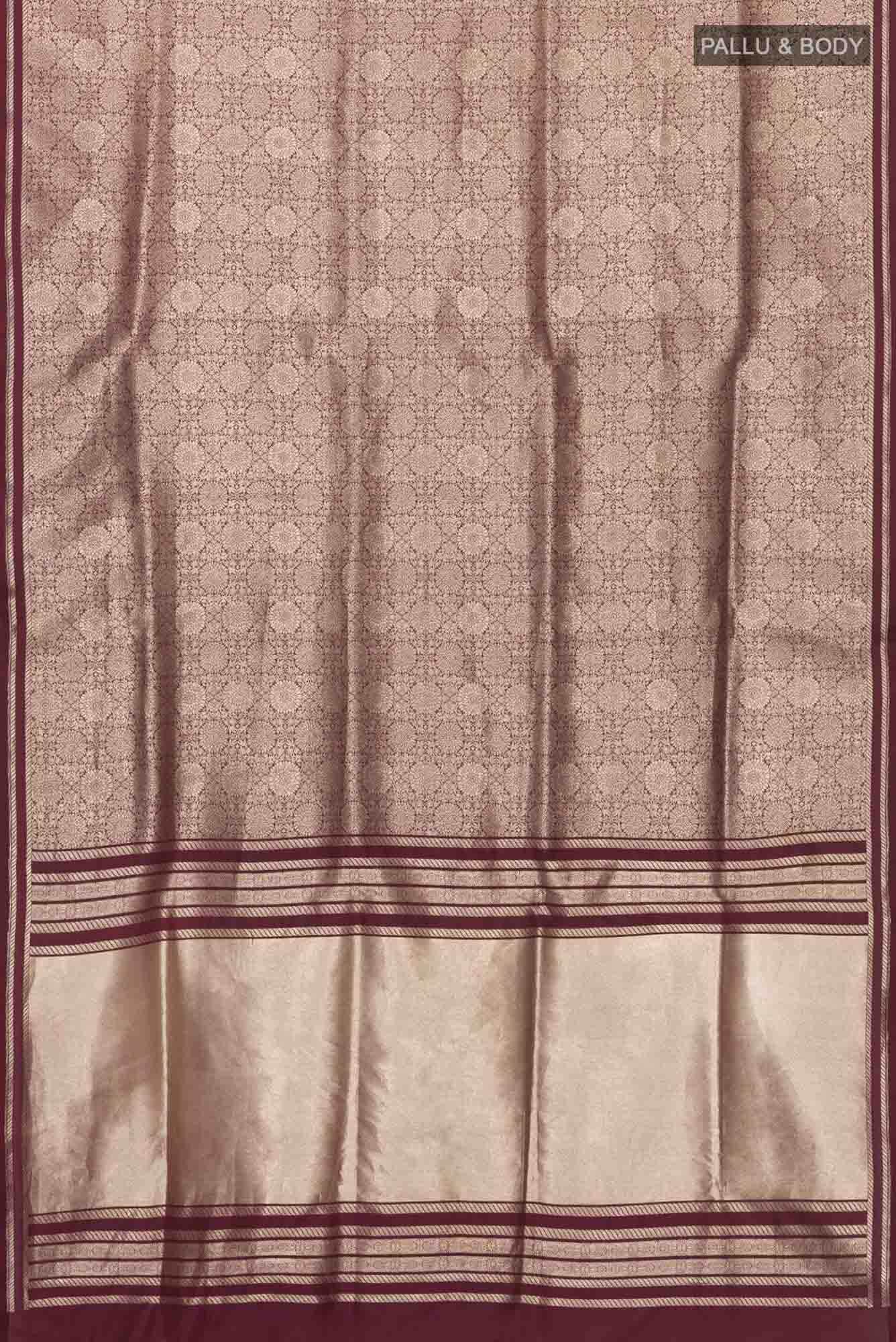 Ottoman Flowers-Maroon Banarasi Silk Saree - Image 8