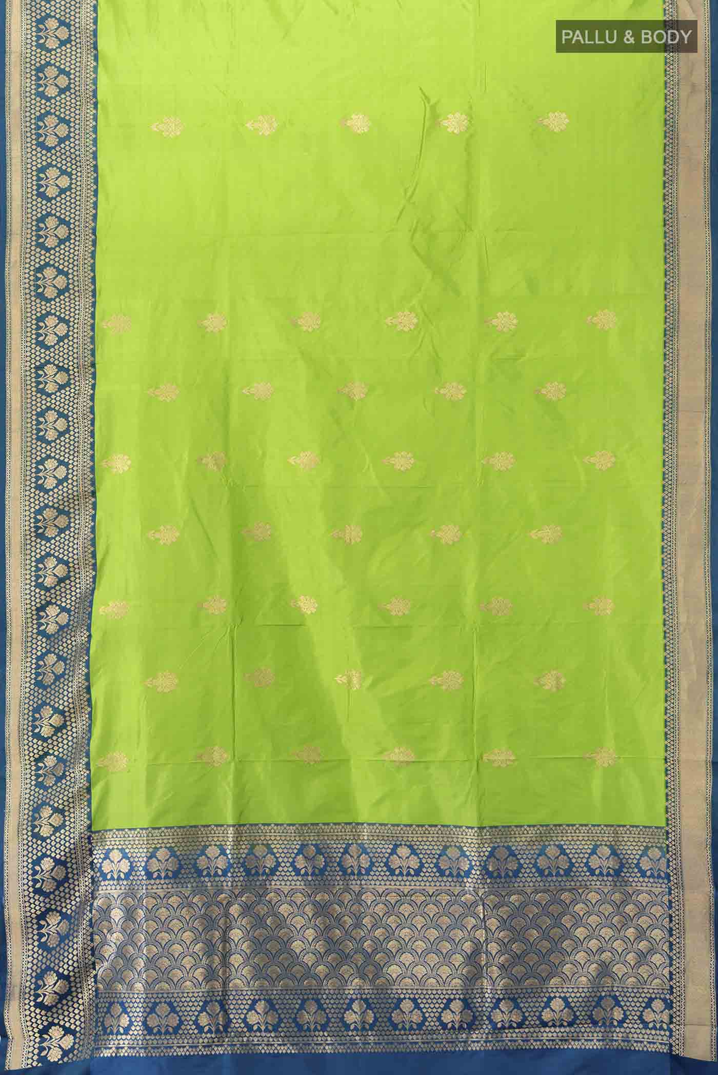Parrot Green Banarasi Katan Silk Saree - Image 5