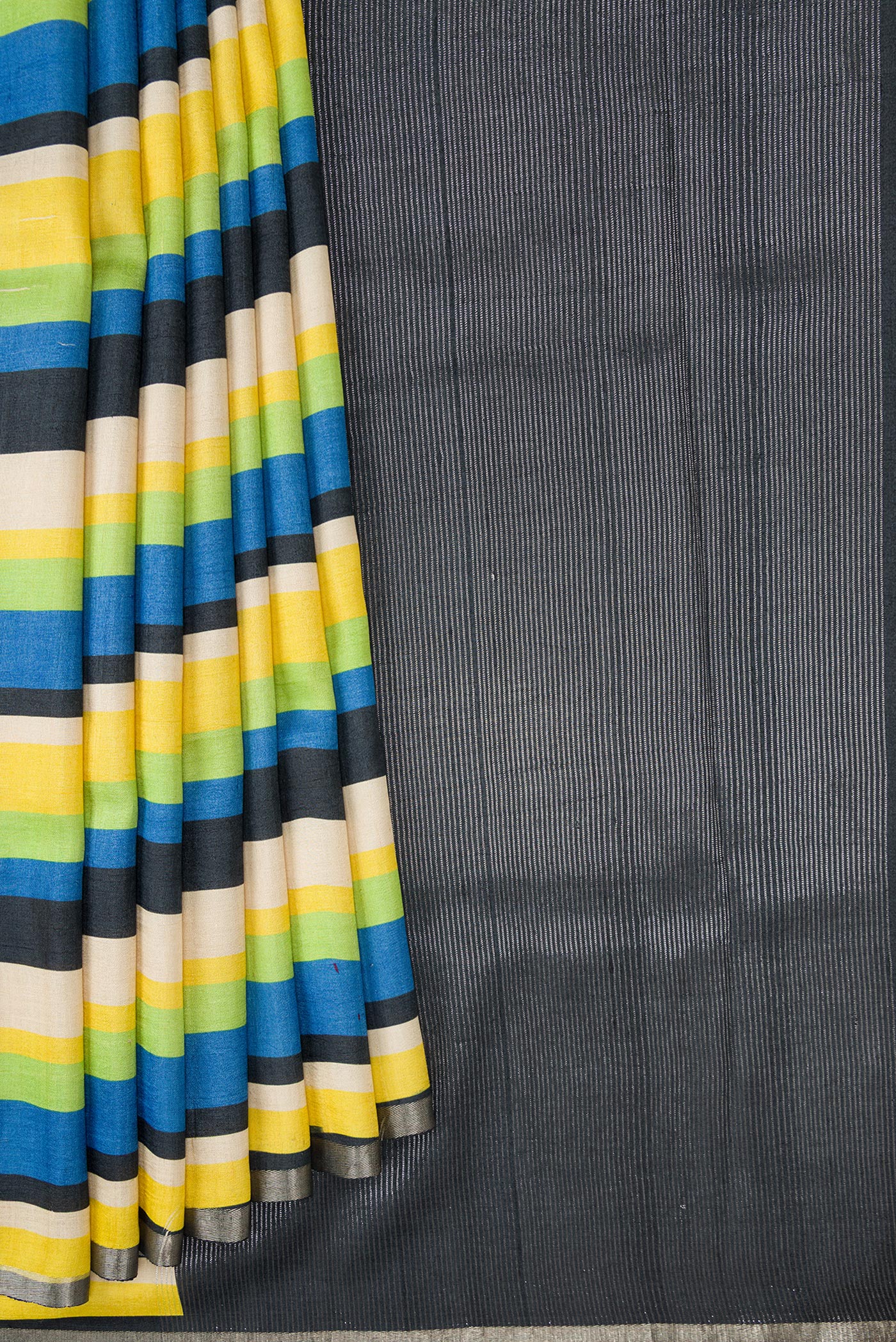 Multi Color Tussar Silk Saree - Image 4