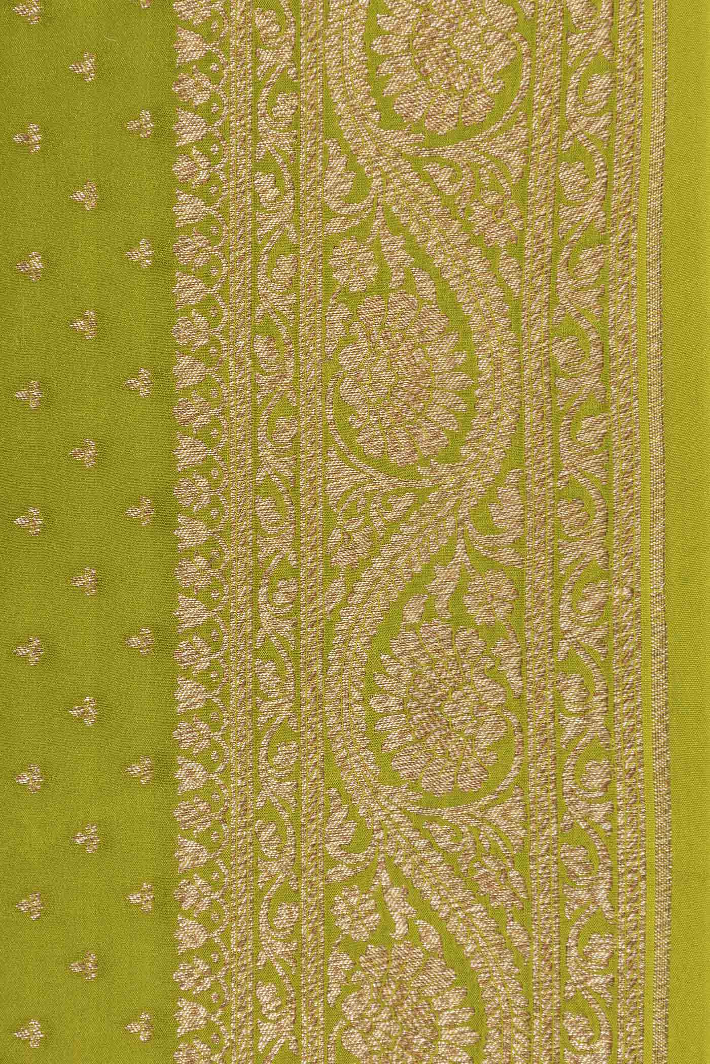 Parrot Green Dual Tone Banarasi Georgette Saree - Image 3