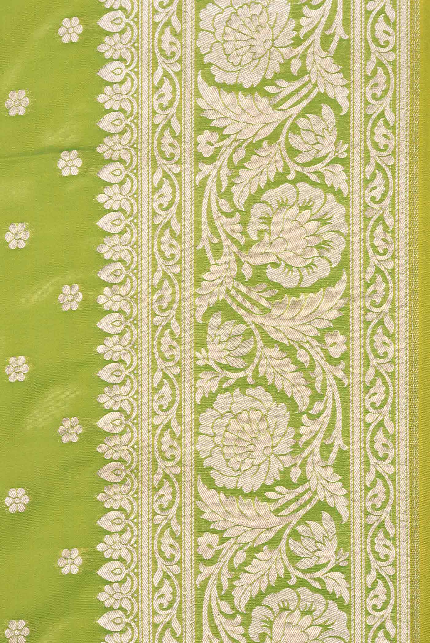 Parrot Green Blended Banarasi Silk Saree - Image 3