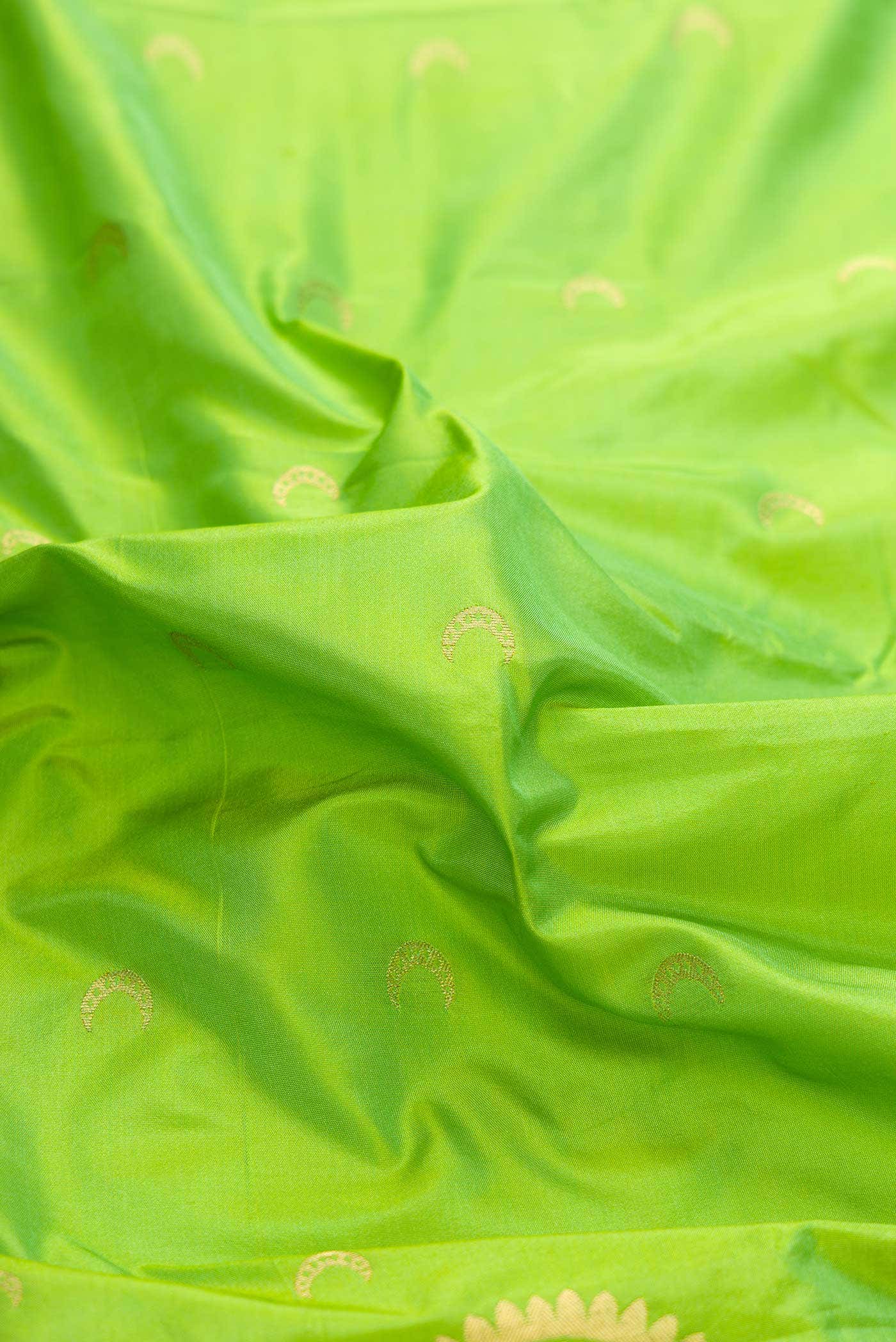 Parrot Green Dual Tone Blended Paithani Silk Saree - Image 2