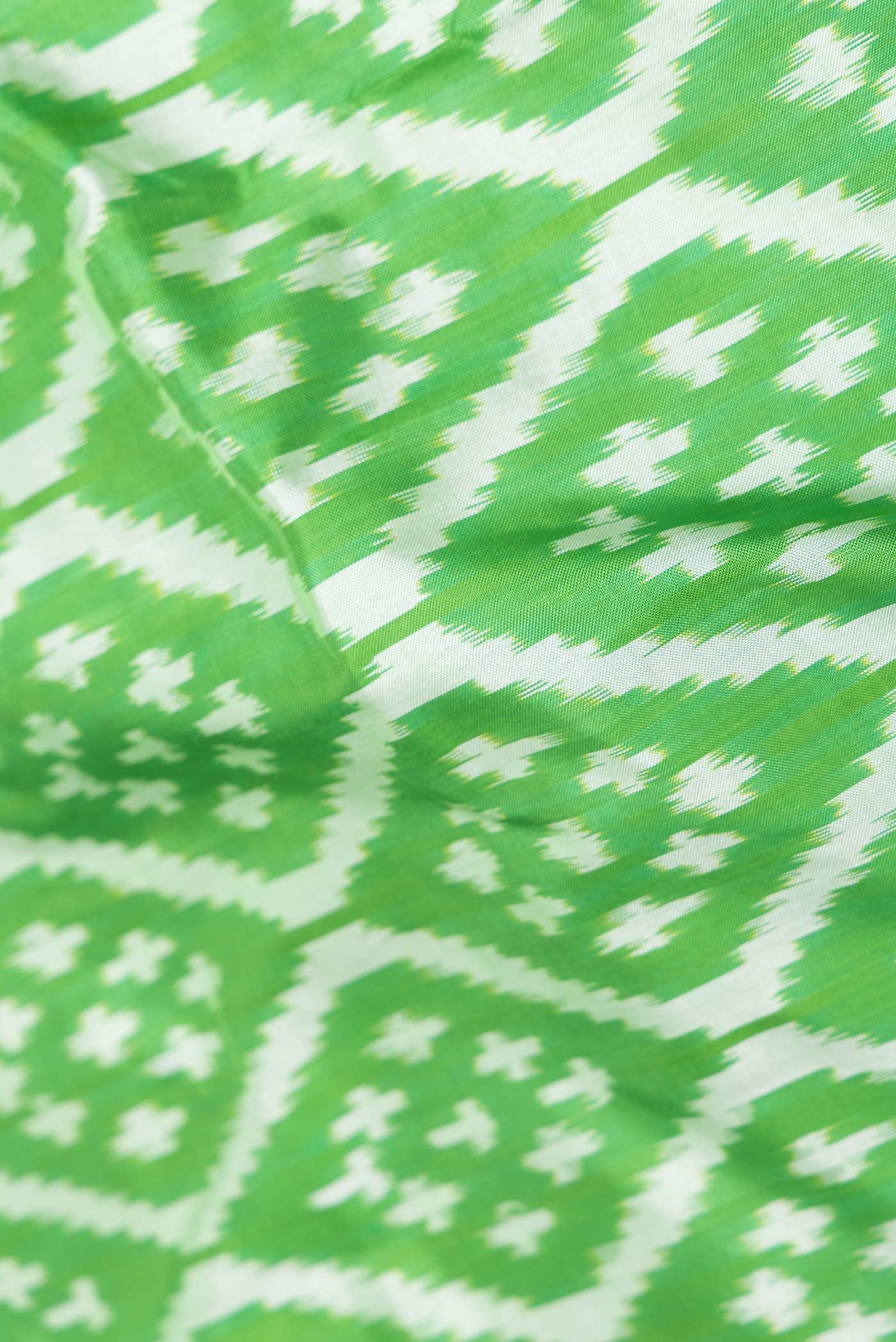 Parrot Green Dual Tone Double Ikat Saree - Image 2