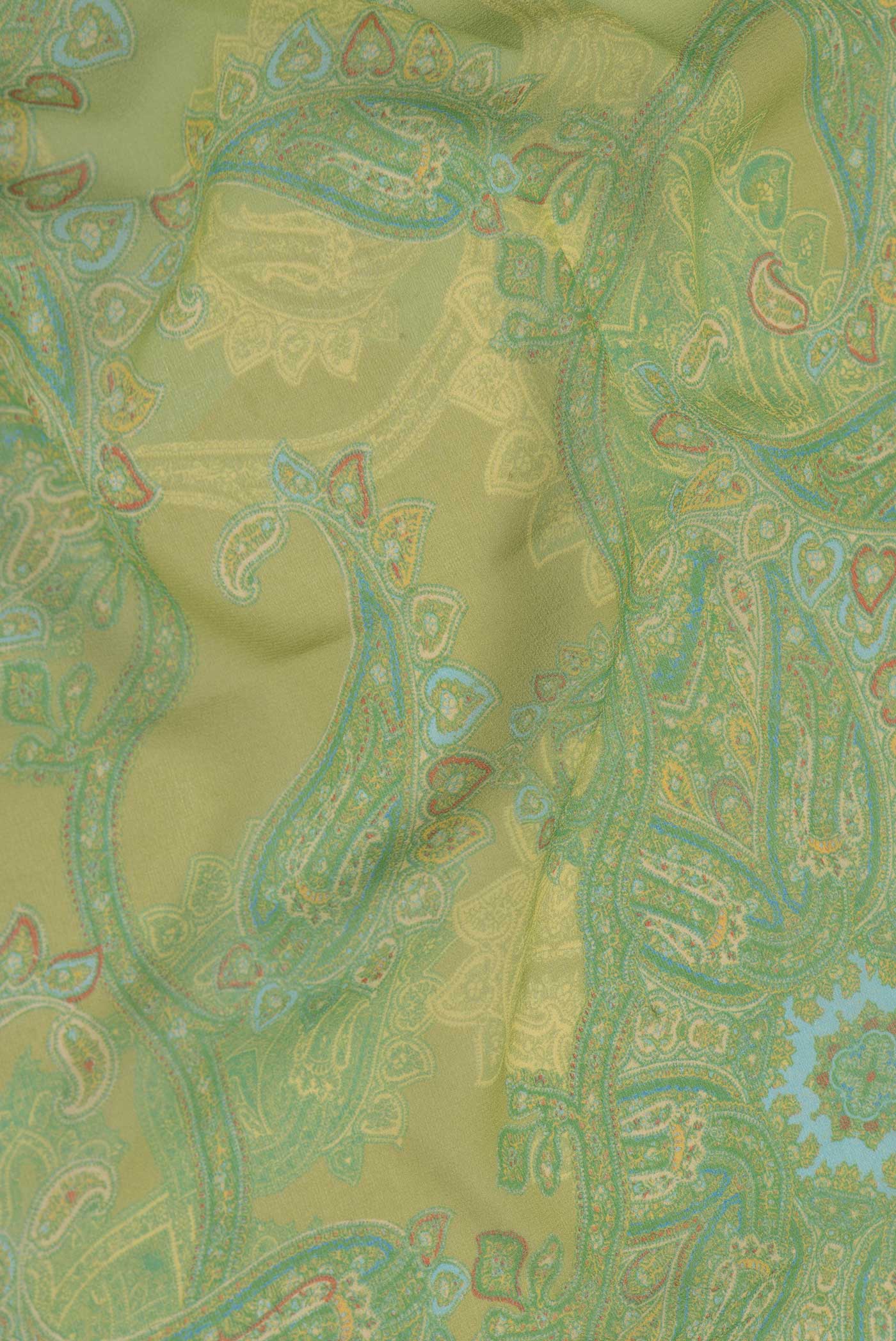 Light Green Mysore Georgette Saree - Image 2