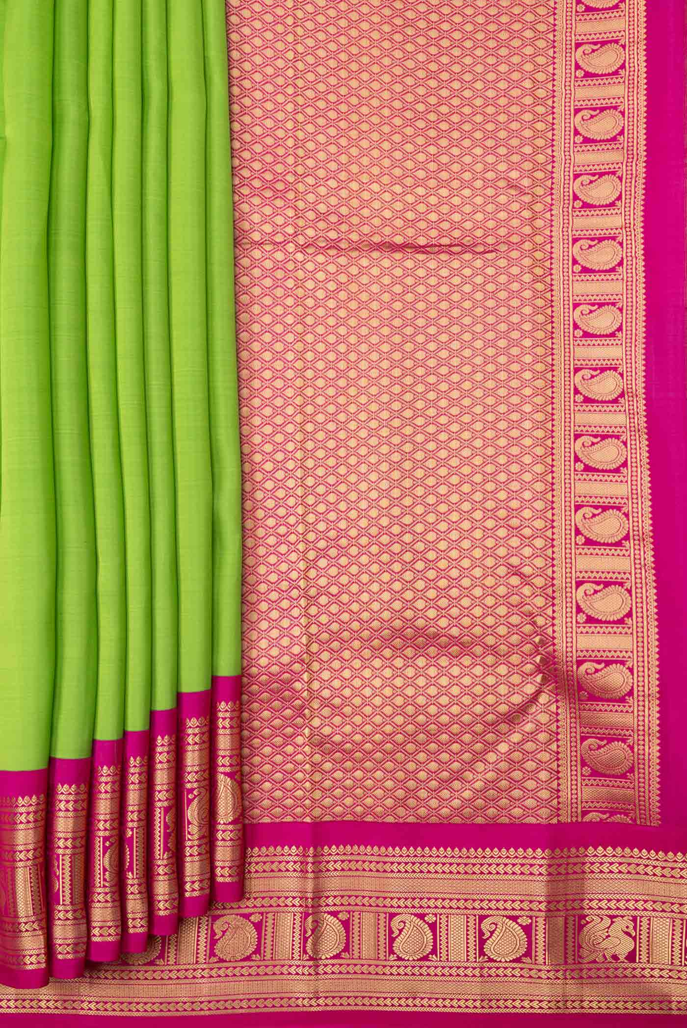 Parrot Green Kanchipuram Silk Saree - Image 4