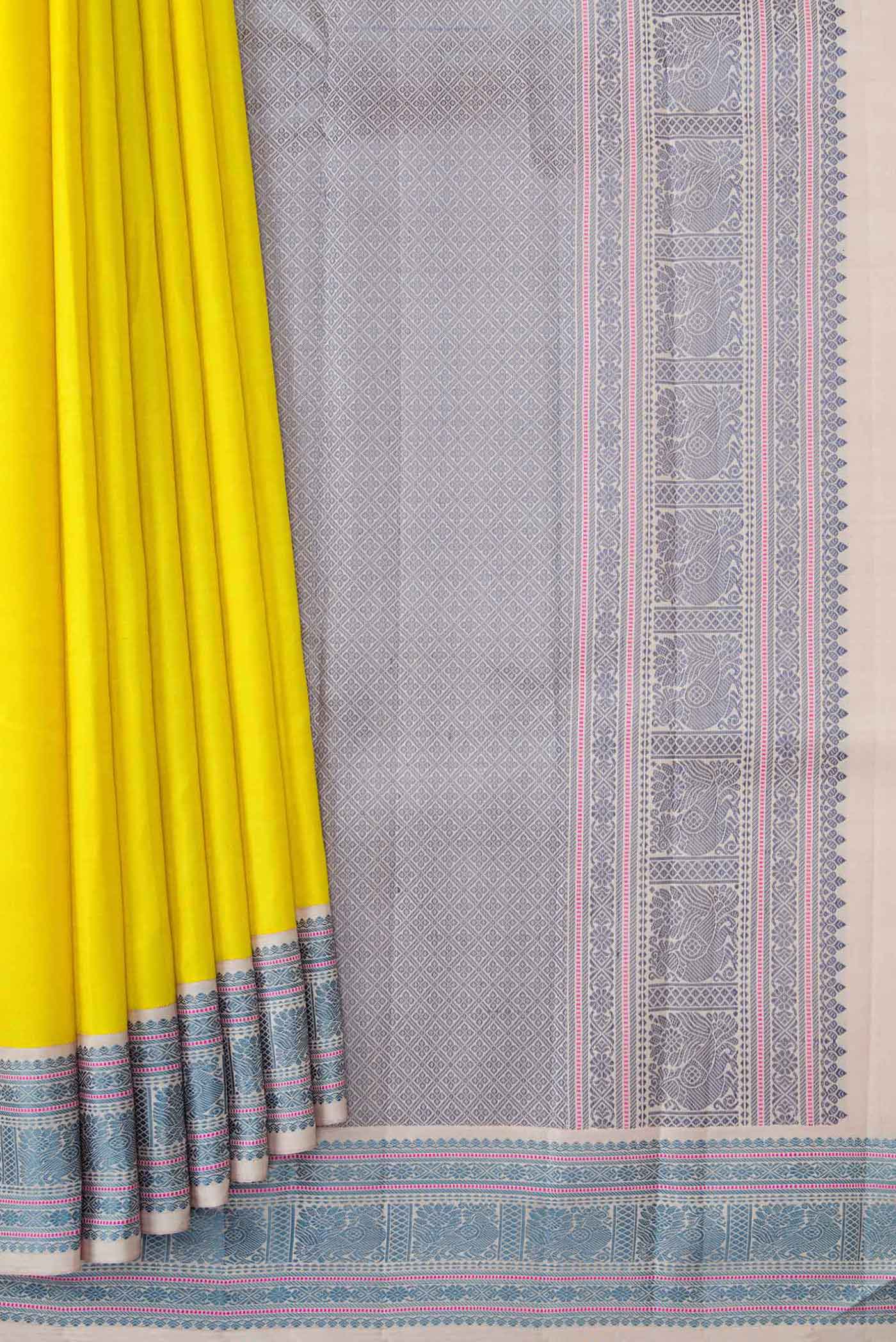 Yellow Kanjivaram Silk Saree - Image 4