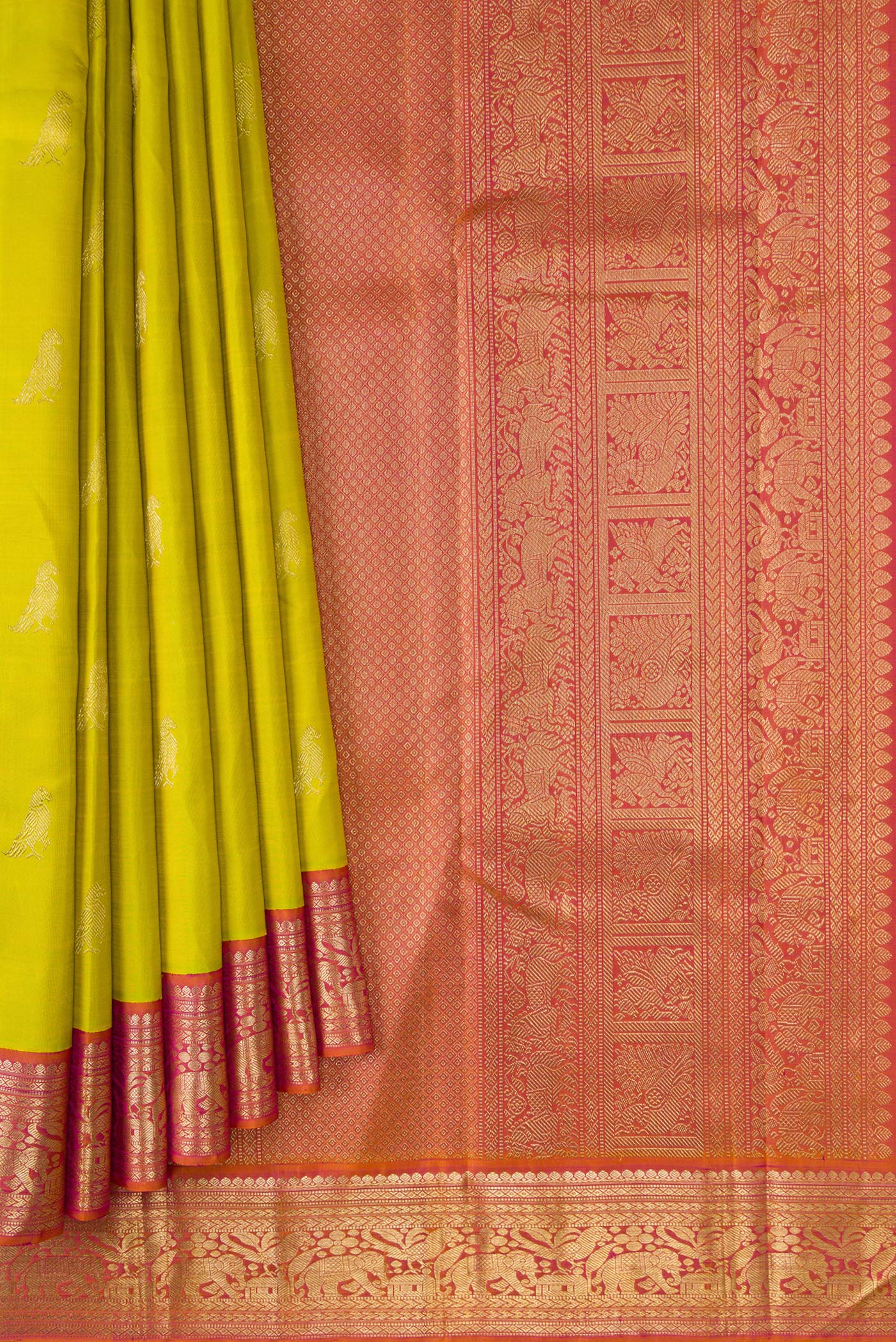 Parrot Green Kanchipuram Silk Saree - Image 4