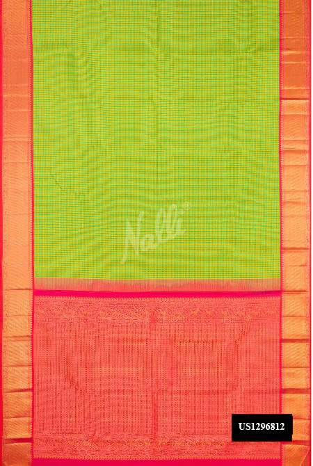 Parrot Green Dual Tone Kanchipuram Silk Saree