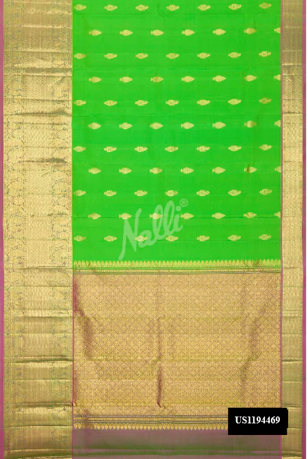 Parrot Green Dual Tone Kanchipuram Silk Saree