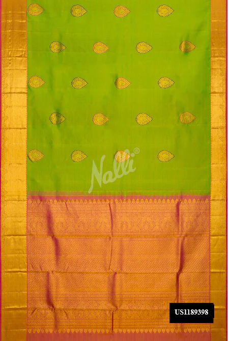Parrot Green Dual Tone Kanchipuram Silk Saree