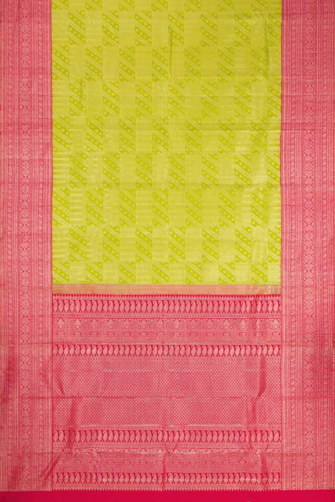 Parrot Green Dual Tone Kanchipuram Silk Saree - Image 6