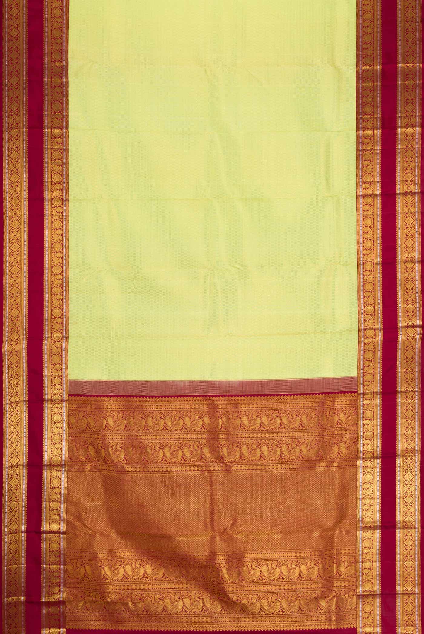 Lemon Yellow Kanchipuram Silk Saree - Image 6