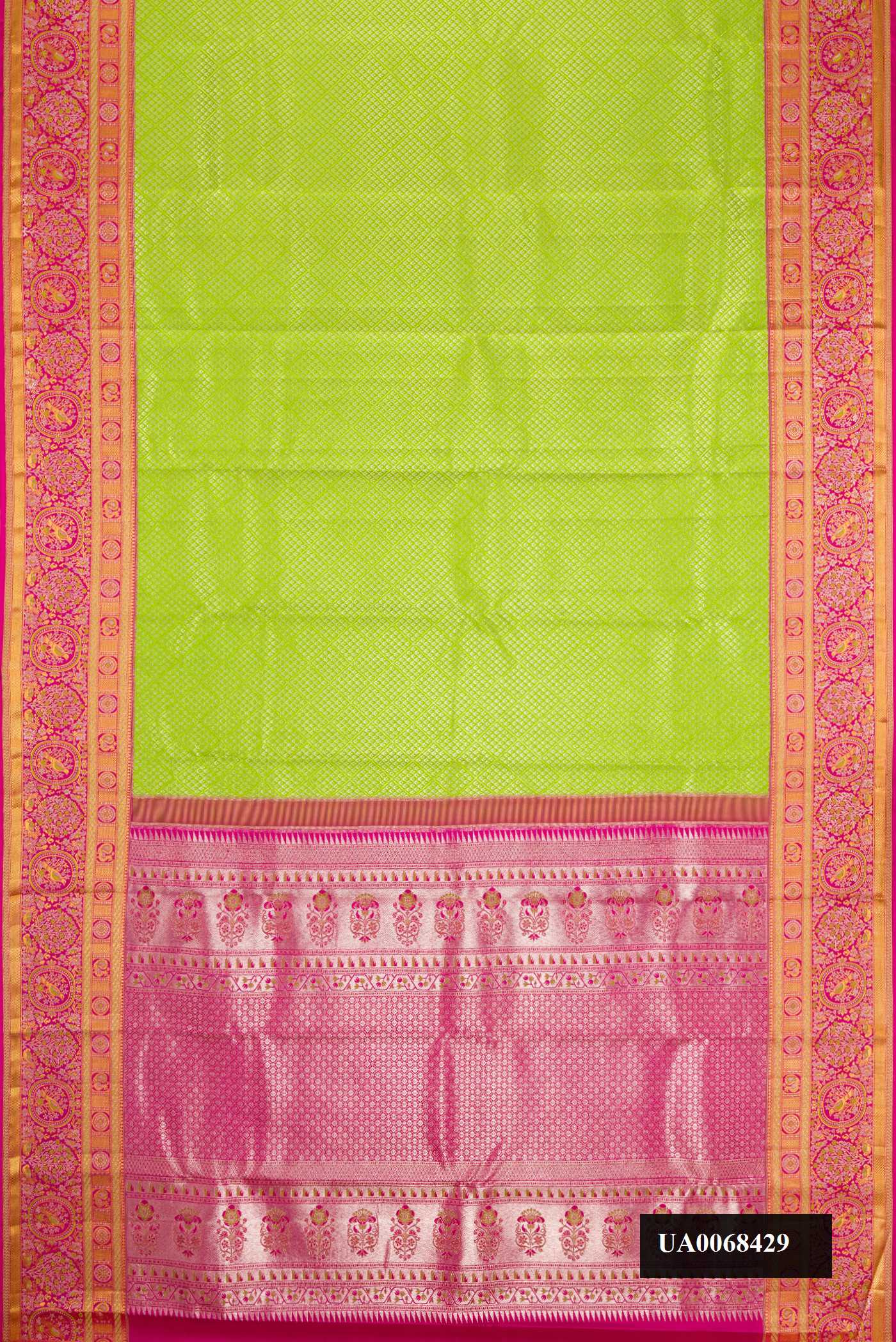 Parrot Green Dual Tone Kanchipuram Silk Saree