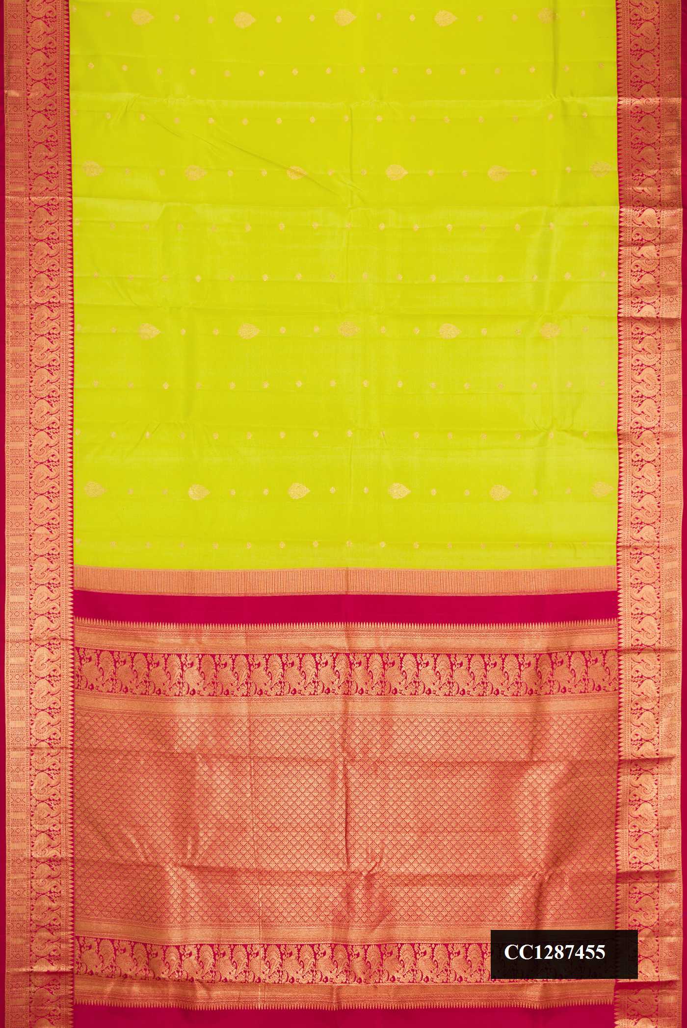 Parrot Green Dual Tone Kanchipuram Silk Saree
