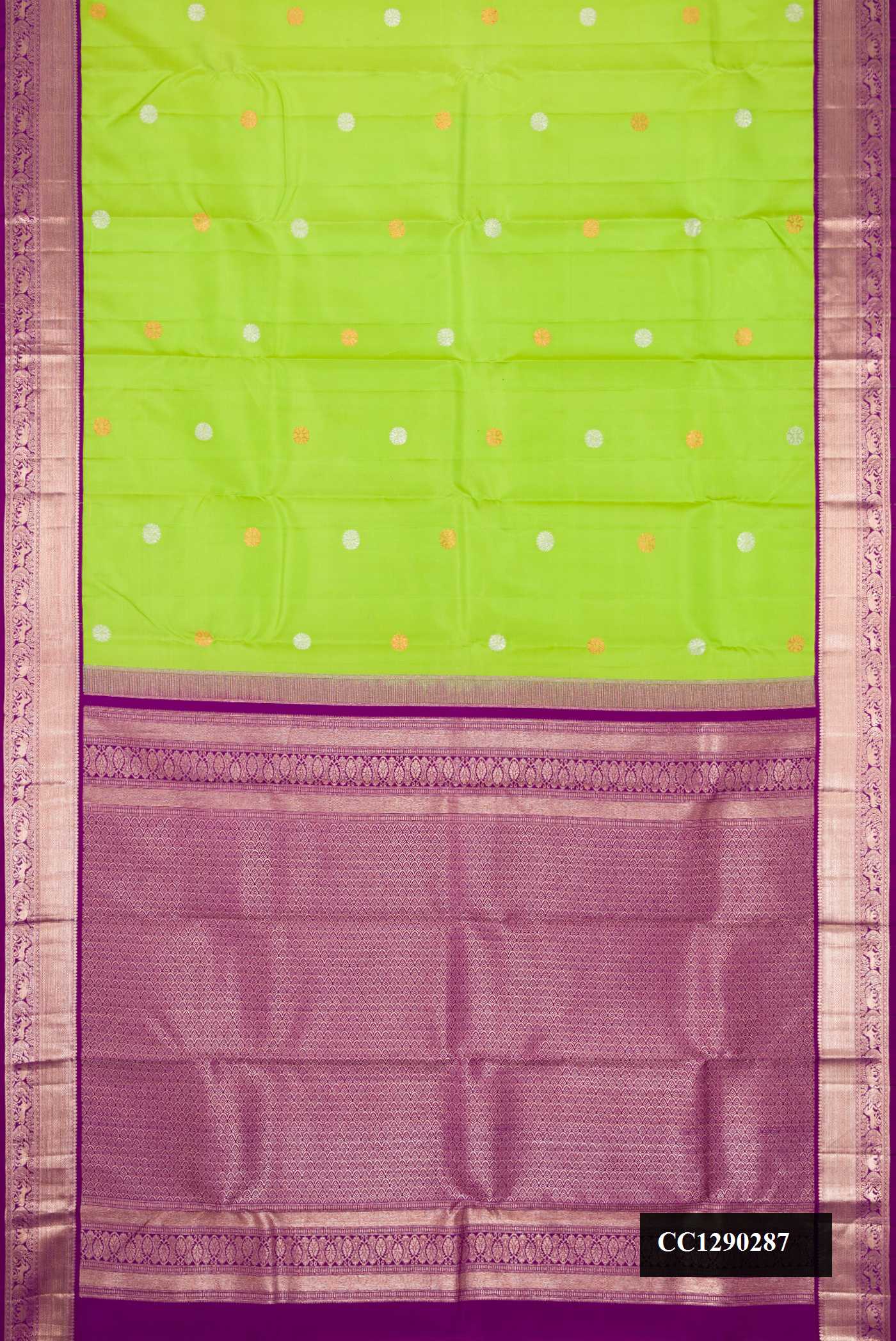 Parrot Green Dual Tone Kanchipuram Silk Saree
