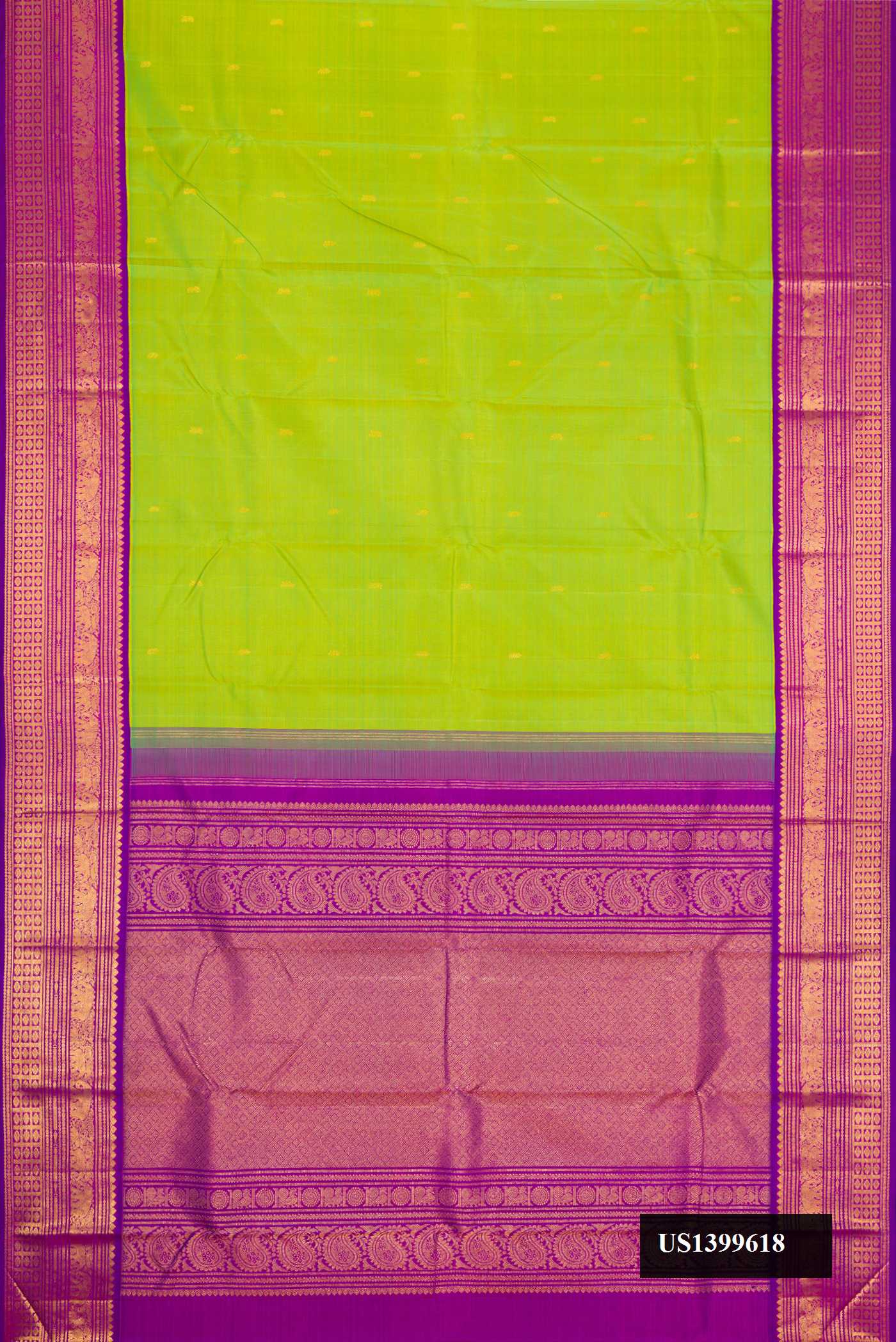 Parrot Green Dual Tone Kanchipuram Silk Saree