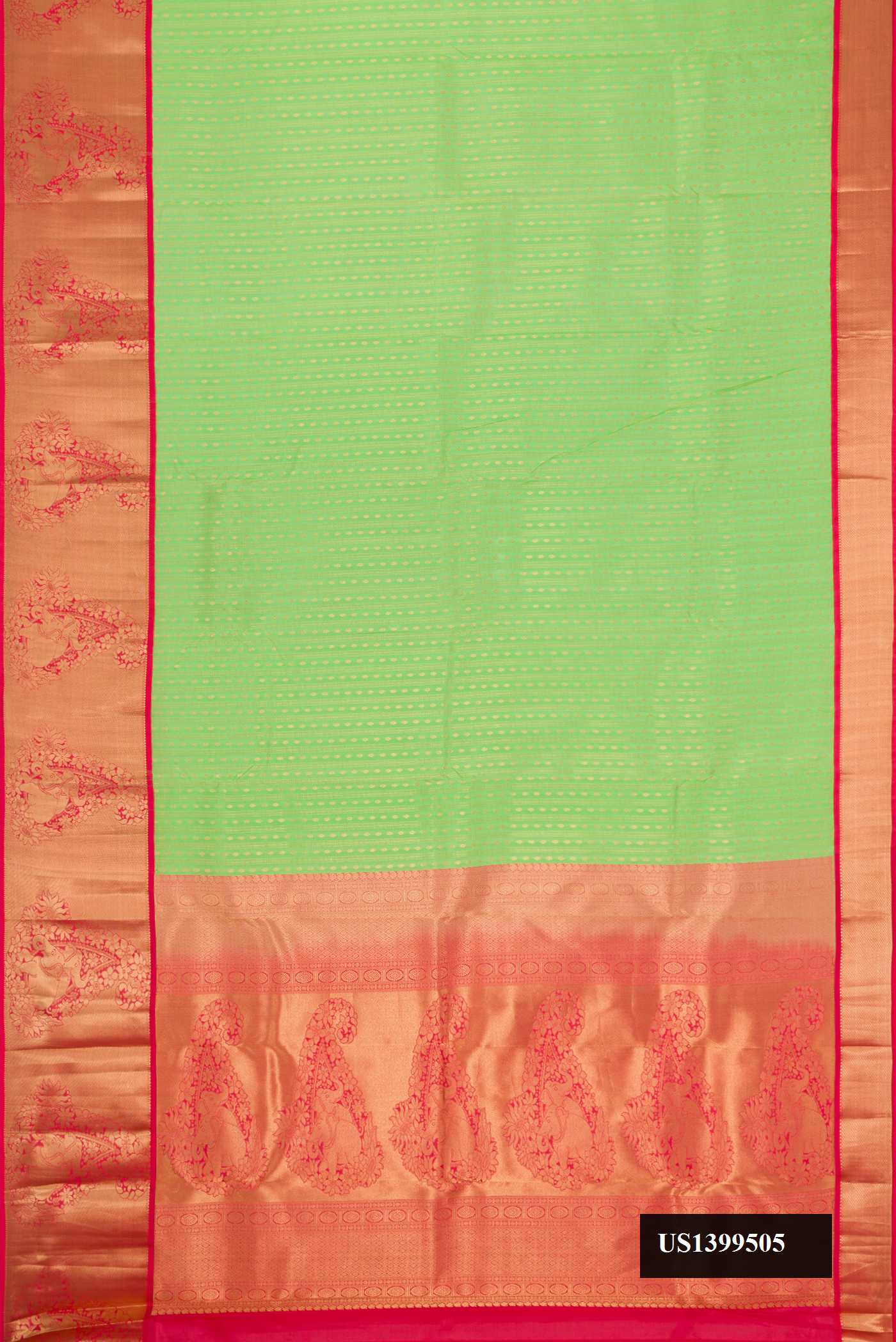 Parrot Green Dual Tone Kanchipuram Silk Saree