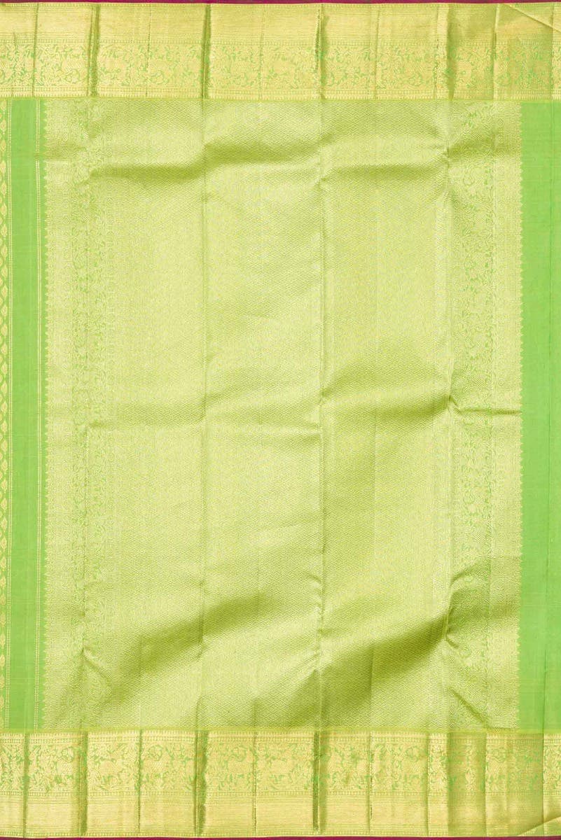 Parrot Green Dual Tone Kanchipuram Silk Saree - Image 3