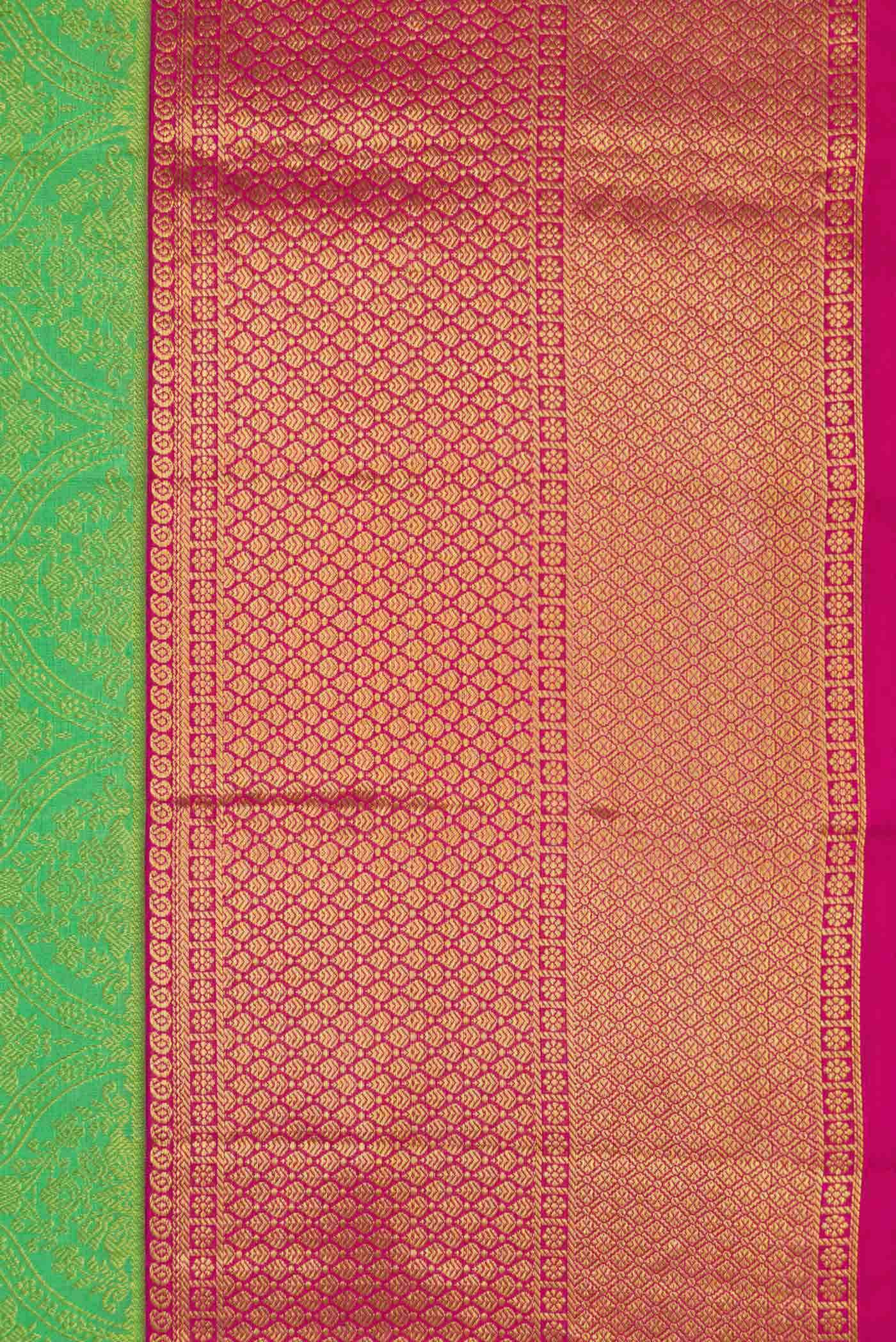 Parrot Green Dual Tone Kanchipuram Silk Saree - Image 5