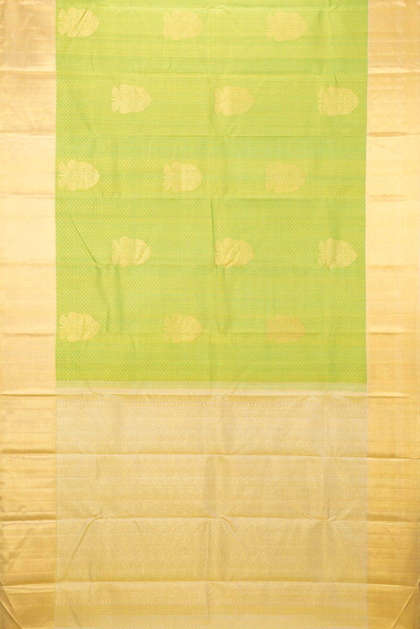 Parrot Green Dual Tone Kanchipuram Silk Saree - Image 4