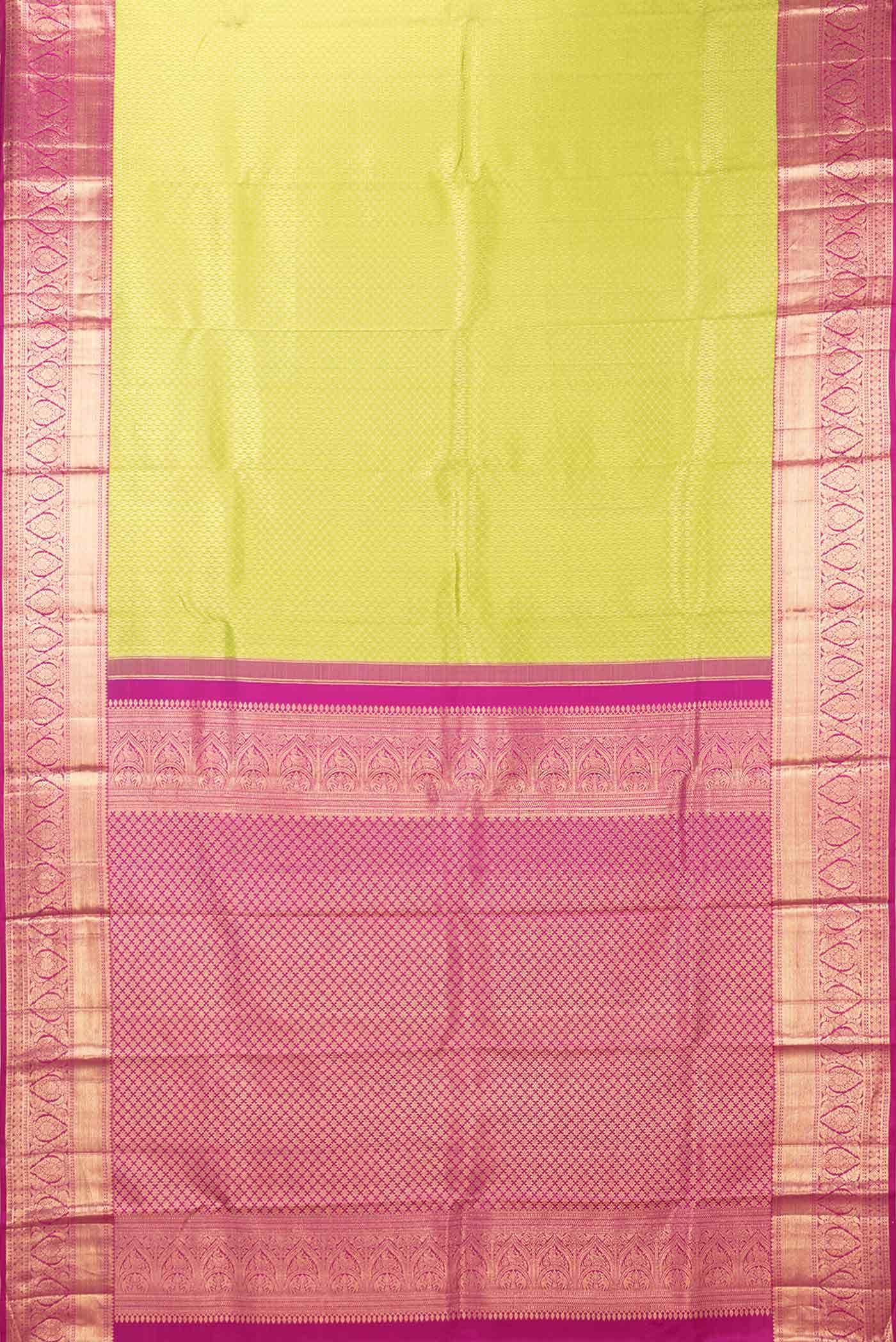 Parrot Green Dual Tone Kanchipuram Silk Saree - Image 4