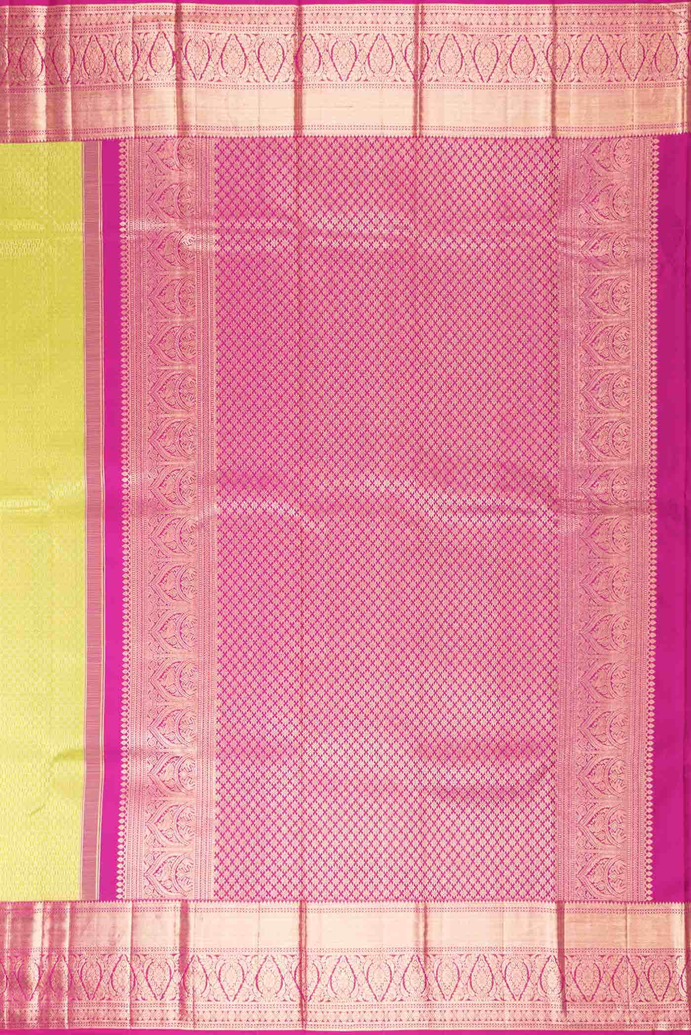 Parrot Green Dual Tone Kanchipuram Silk Saree - Image 5