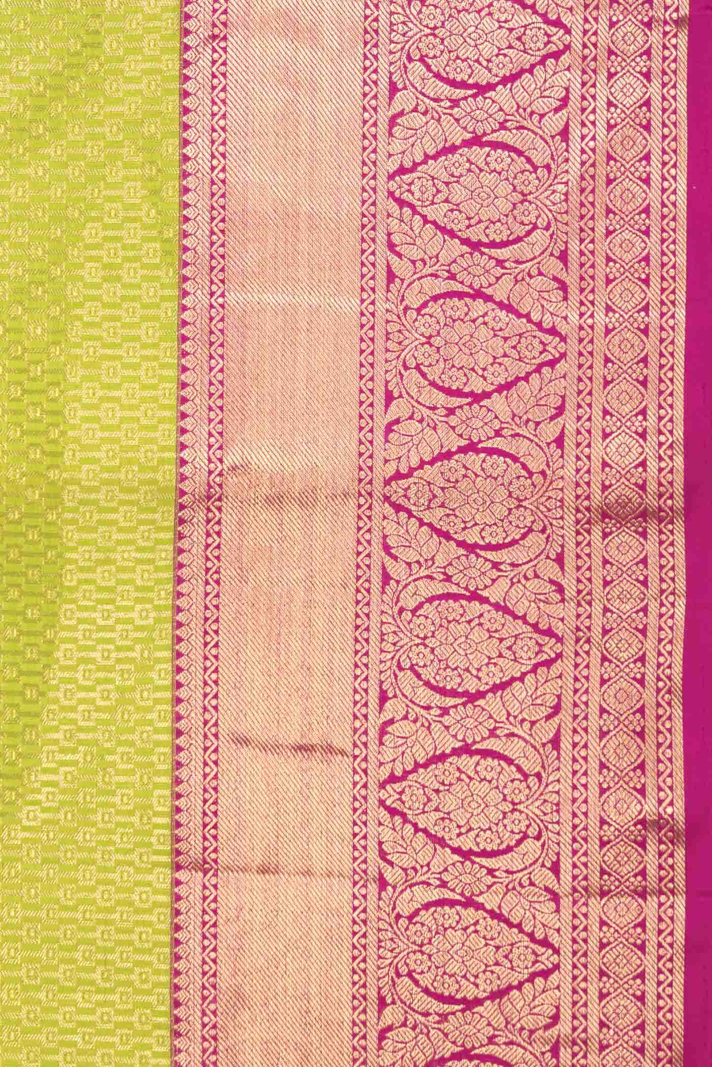 Parrot Green Dual Tone Kanchipuram Silk Saree - Image 6