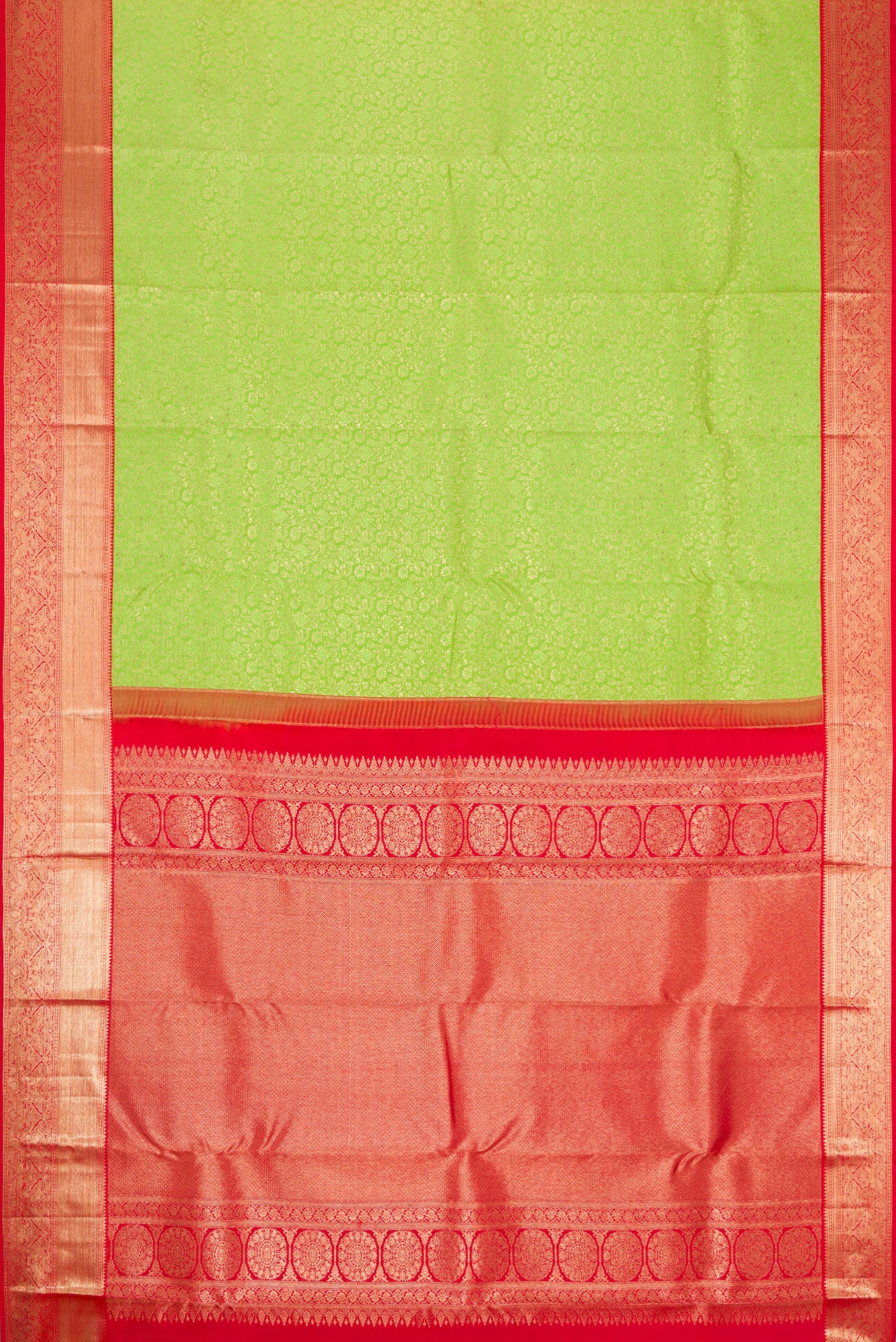 Parrot Green Dual Tone Kanchipuram Silk Saree - Image 6