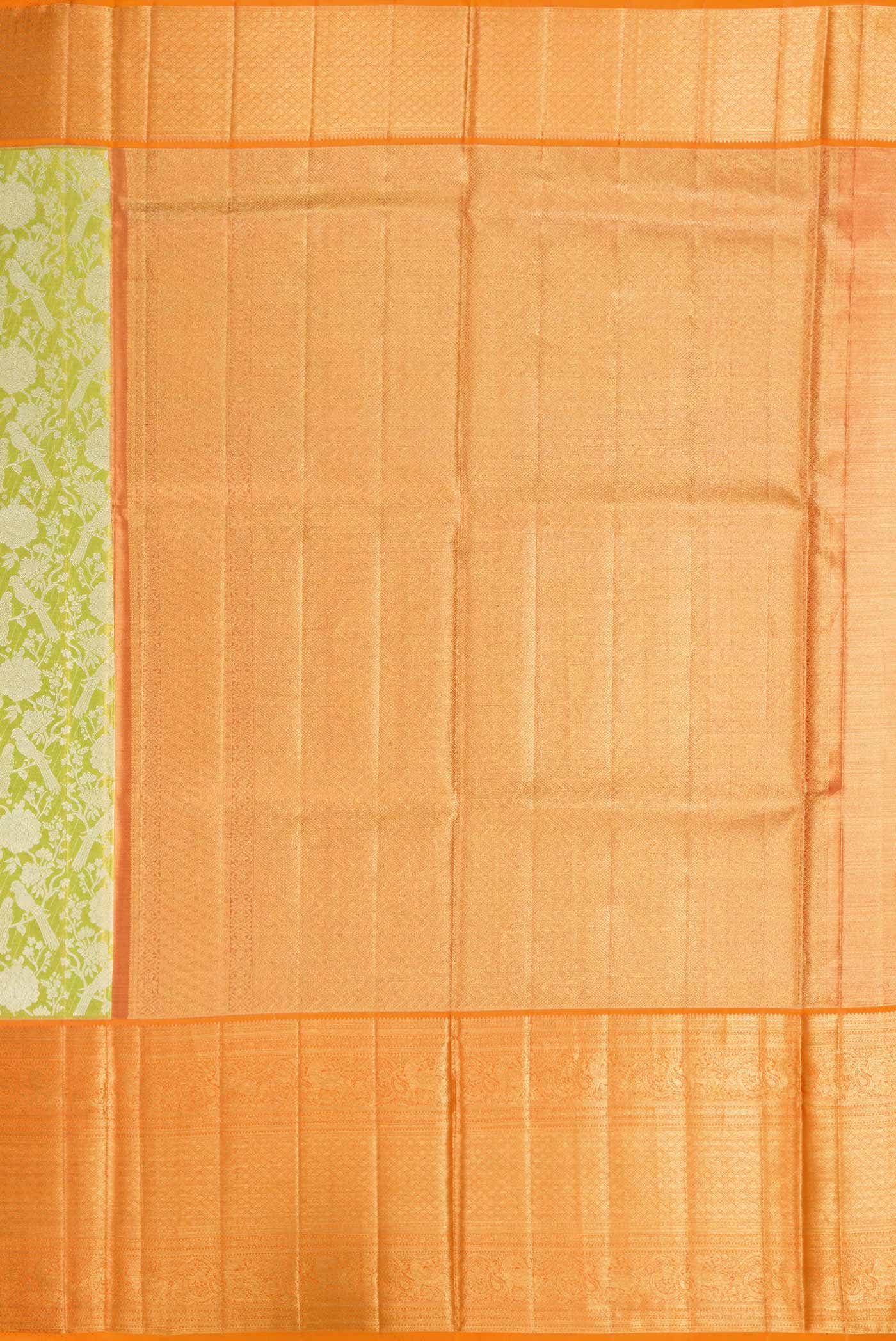 Parrot Green Dual Tone Kanjivaram Tissue Silk Saree - Image 5