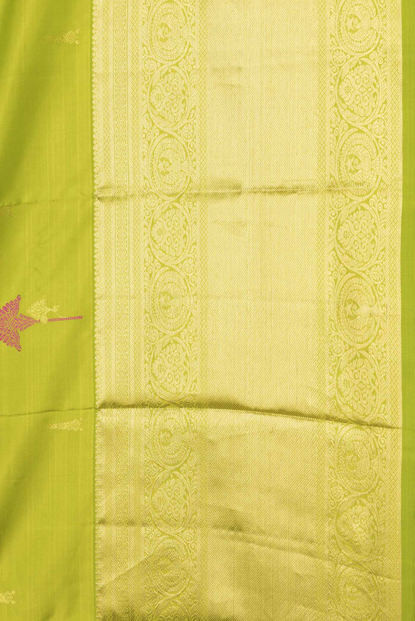 Parrot Green Dual Tone Kanjivaram Saree - Image 3