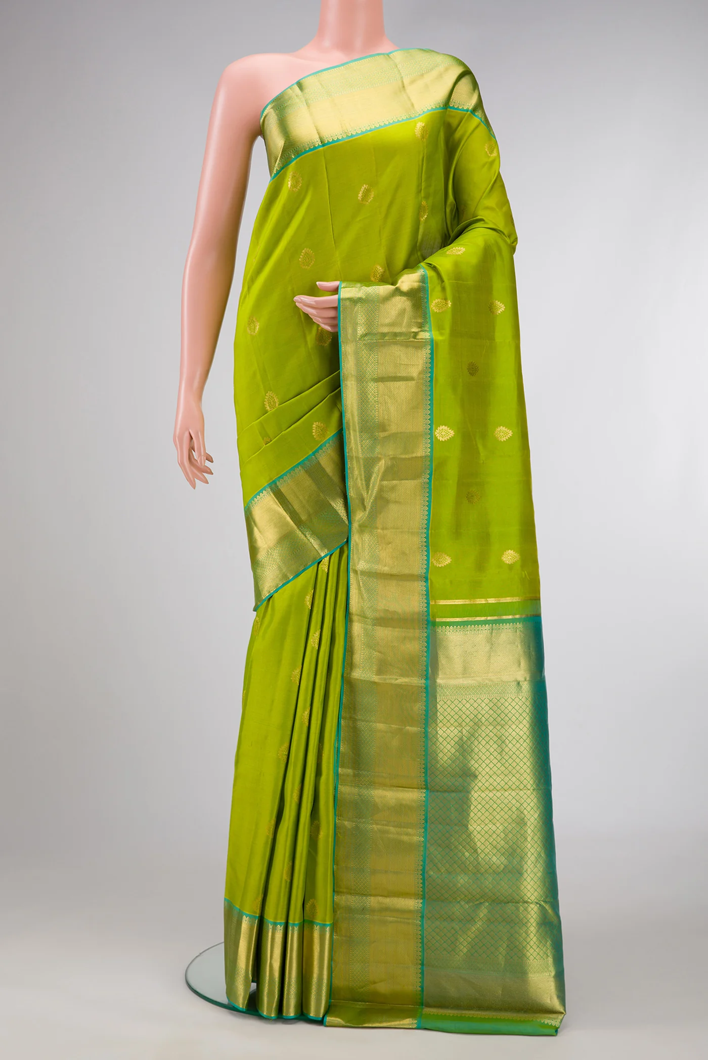 Parrot Green Kanjivaram Silk Saree