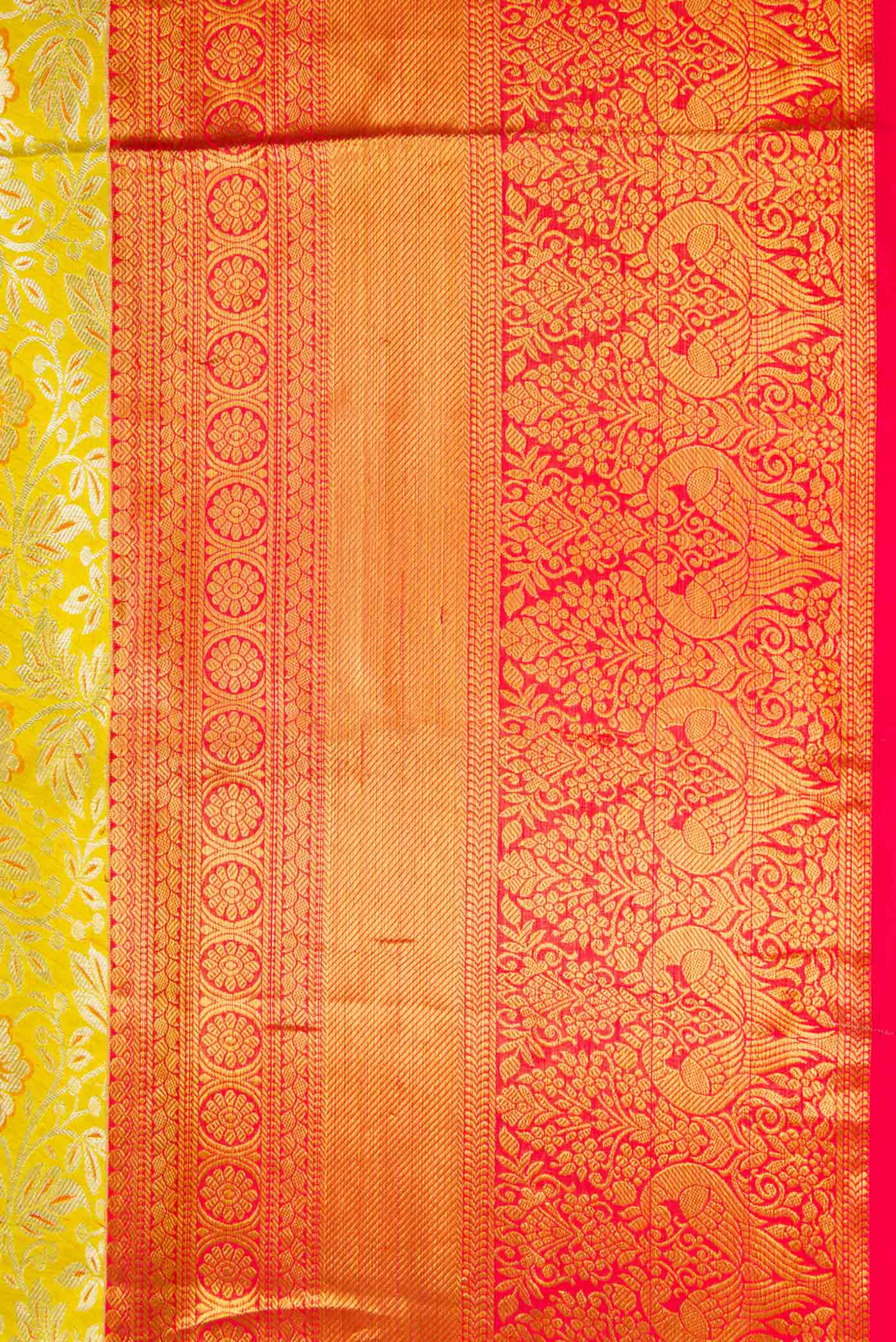 Lemon Yellow Kanjivaram Silk Saree - Image 3