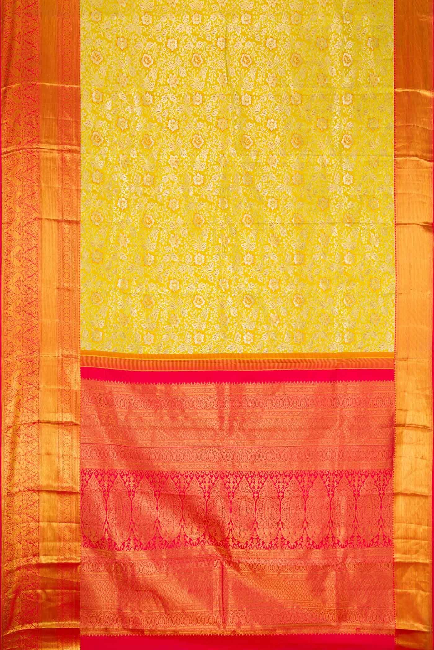 Lemon Yellow Kanjivaram Silk Saree - Image 6