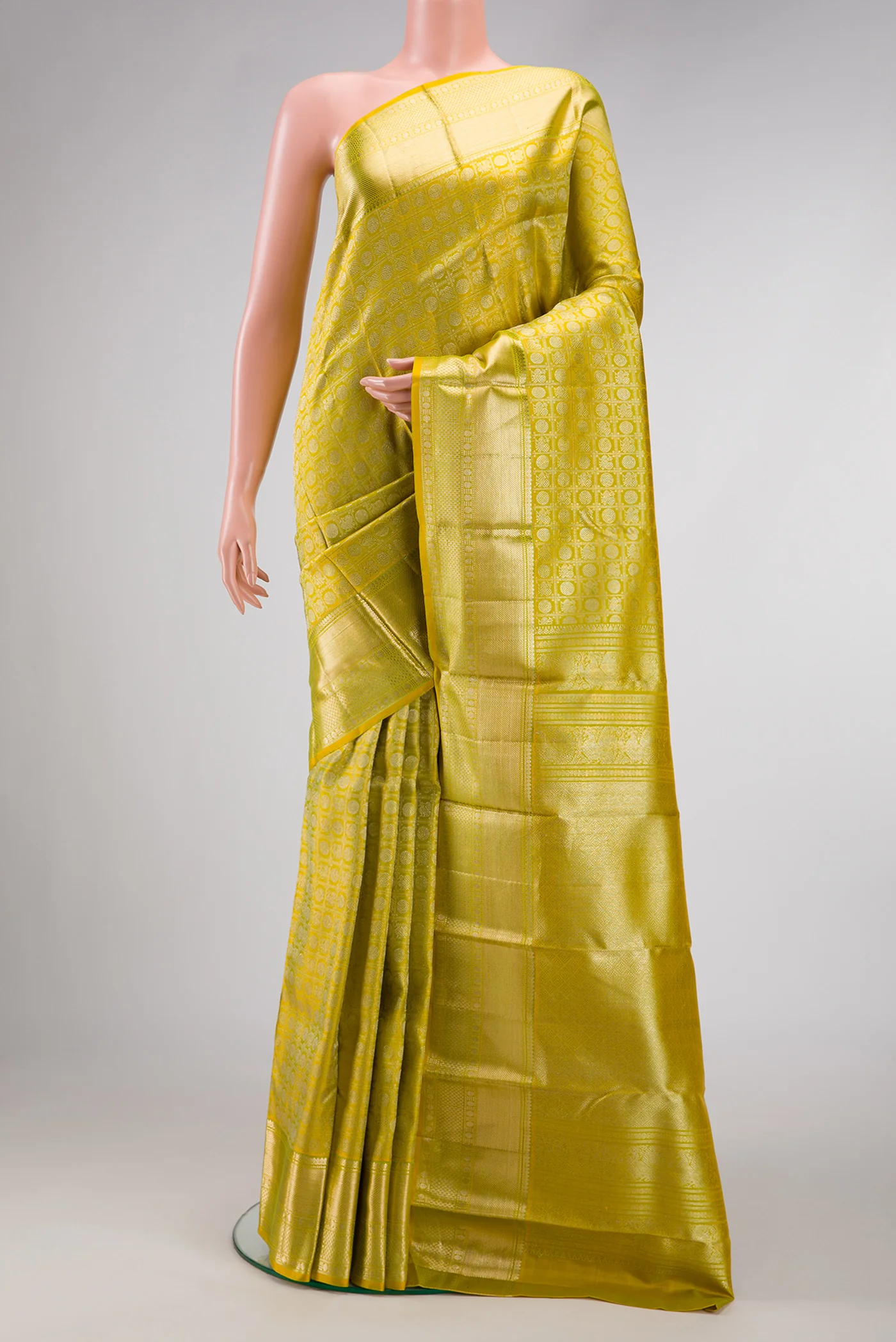 Acid Green Kanjivaram Silk Saree
