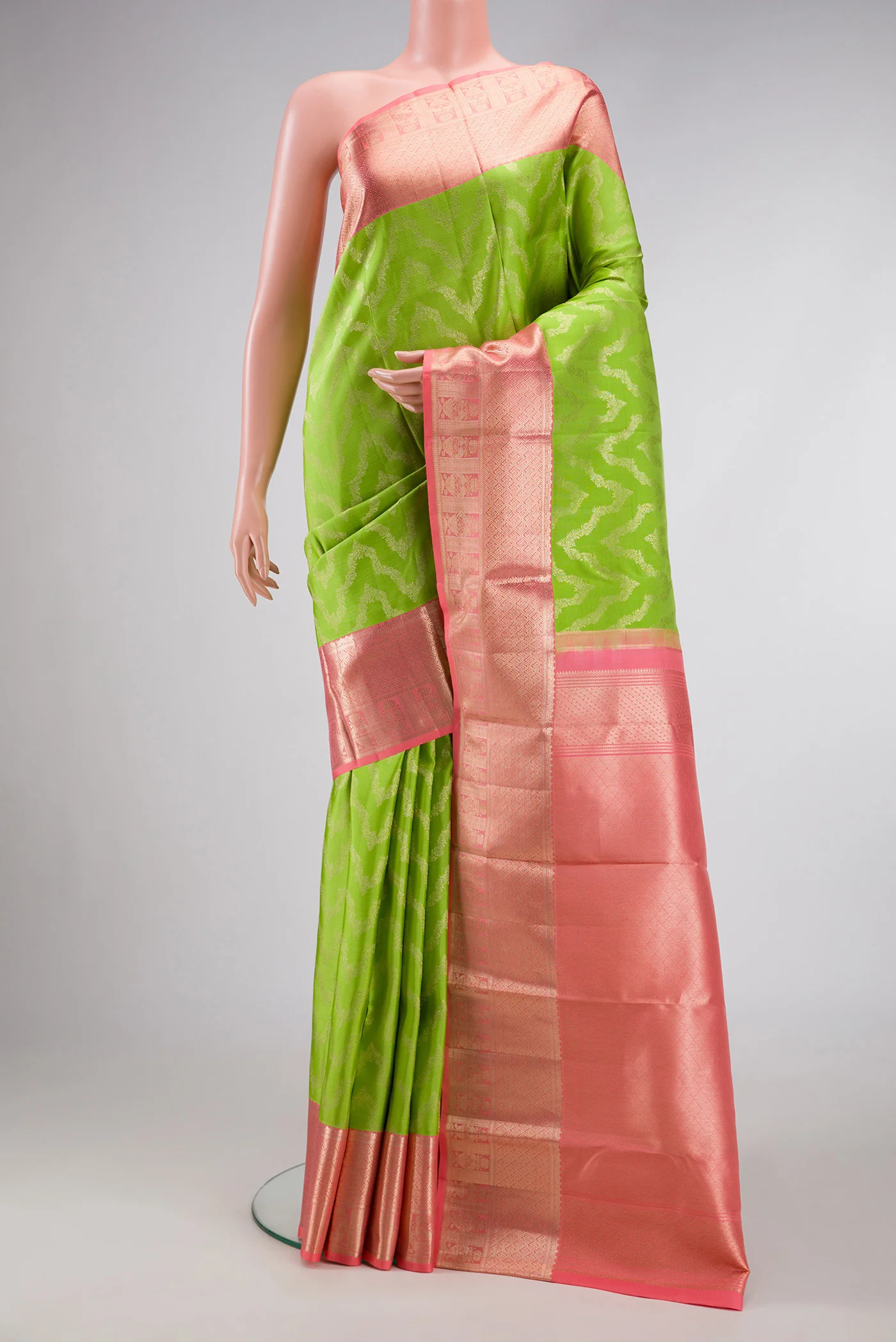 Parrot Green Kanjivaram Silk Saree