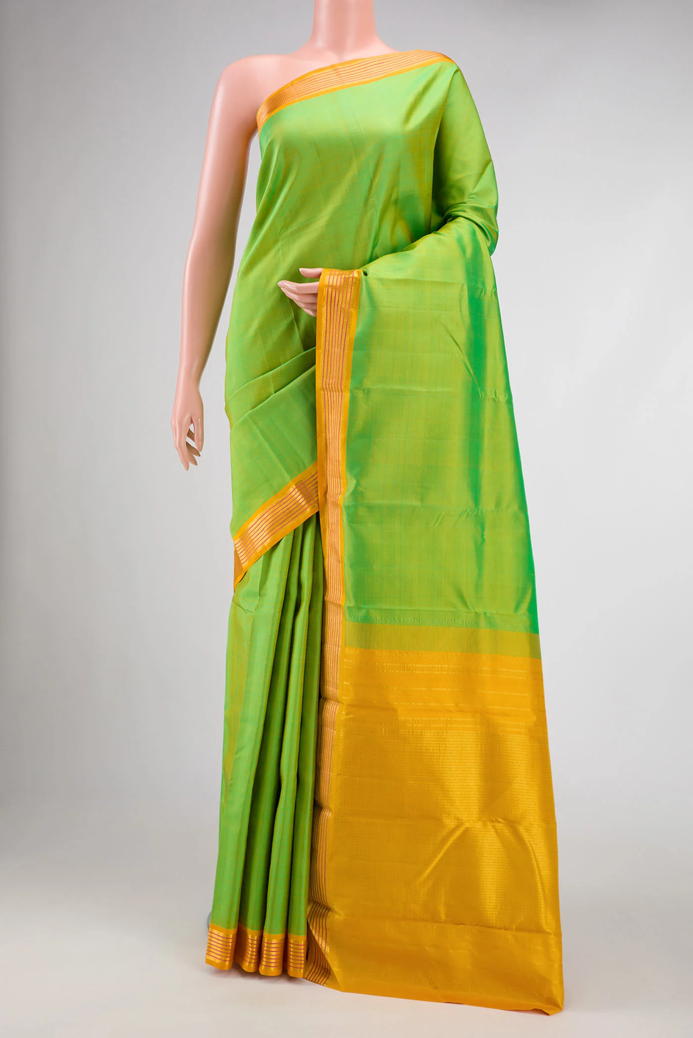 Parrot Green Kanjivaram Silk Saree
