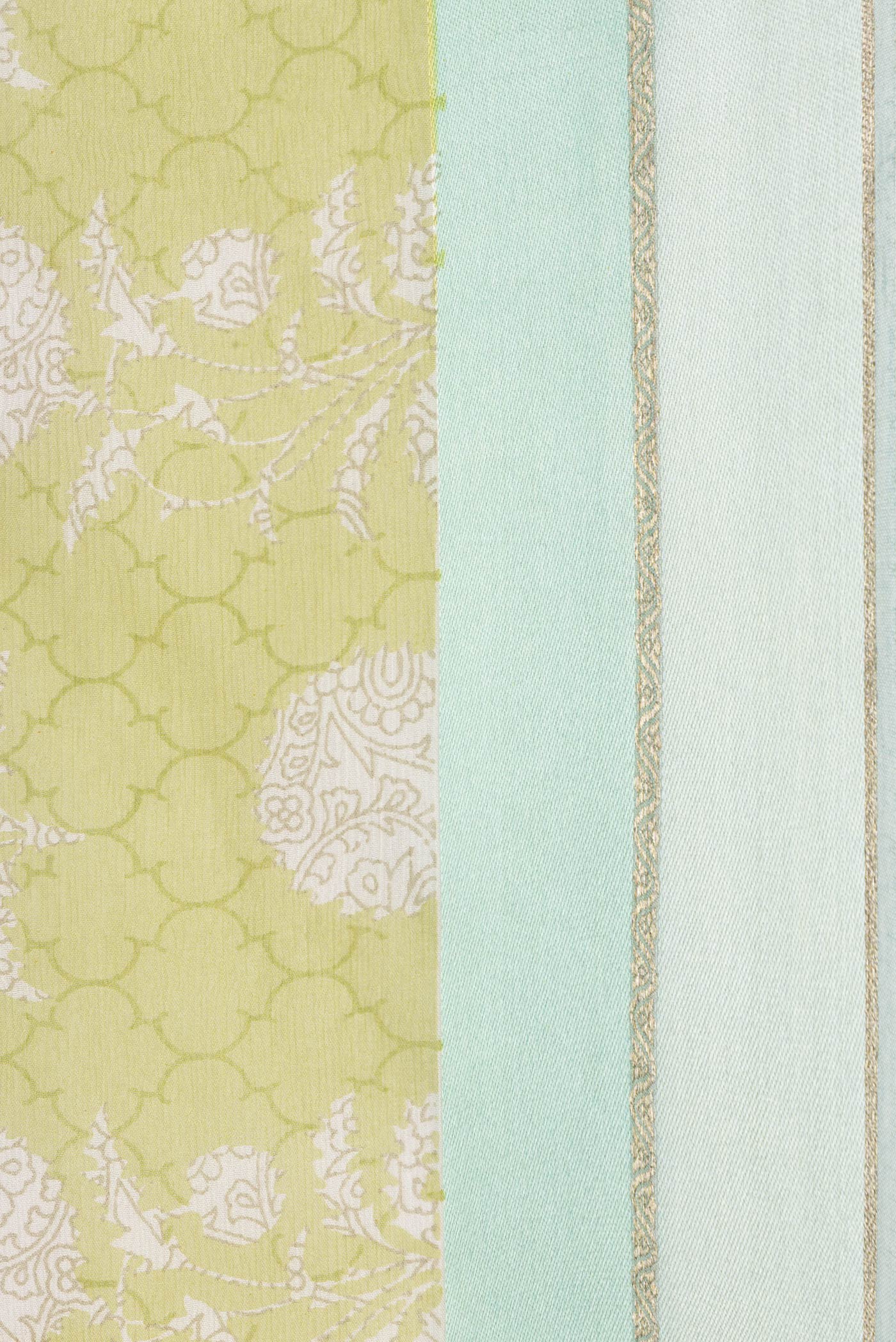 Light Green Mysore Chiffon Saree - Image 3