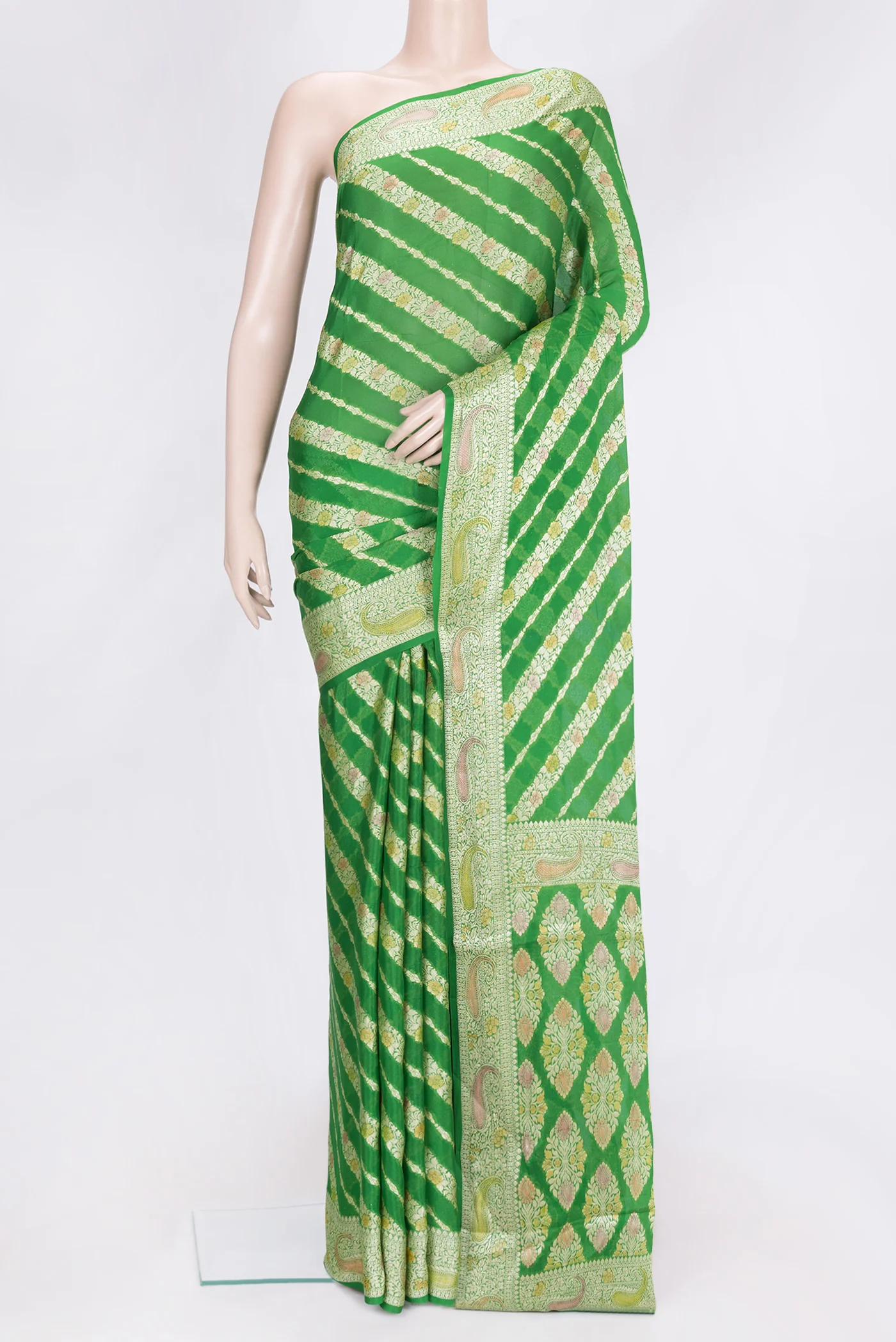 Green Banarasi Georgette Saree