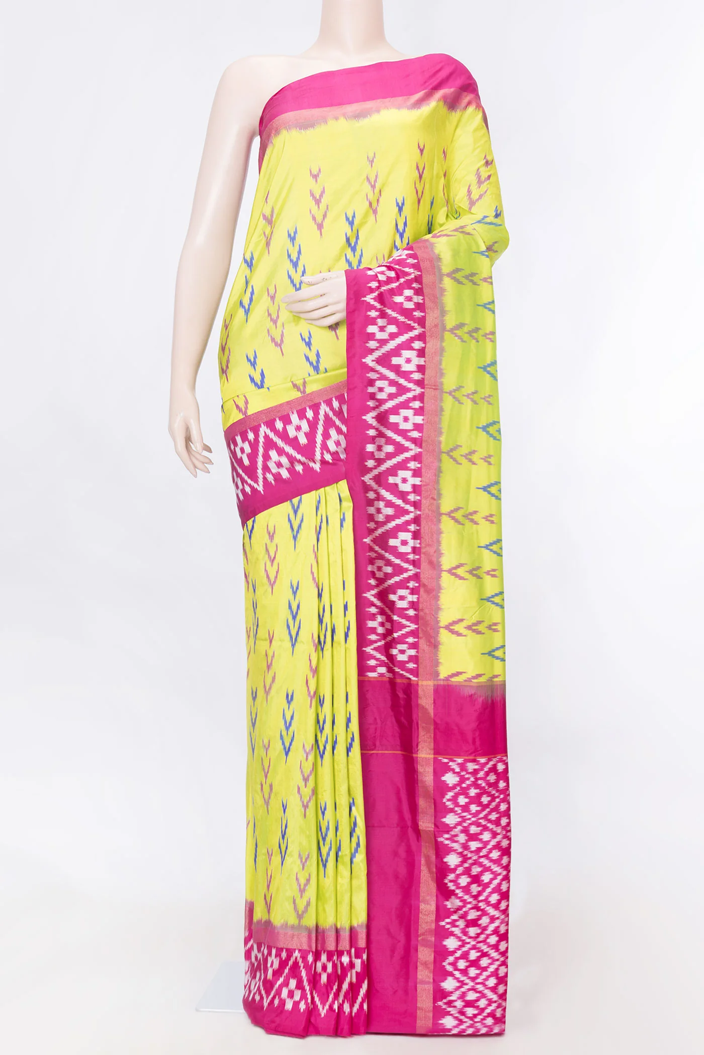 Parrot Green Dual Tone Pochampally Silk Saree