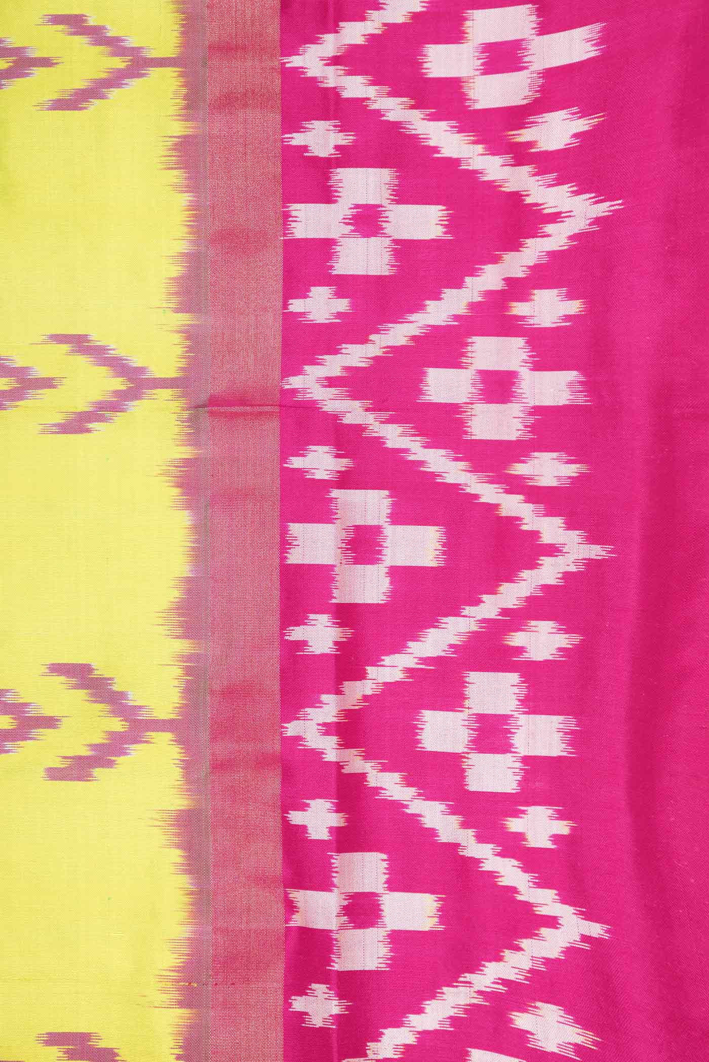 Parrot Green Dual Tone Pochampally Silk Saree - Image 3