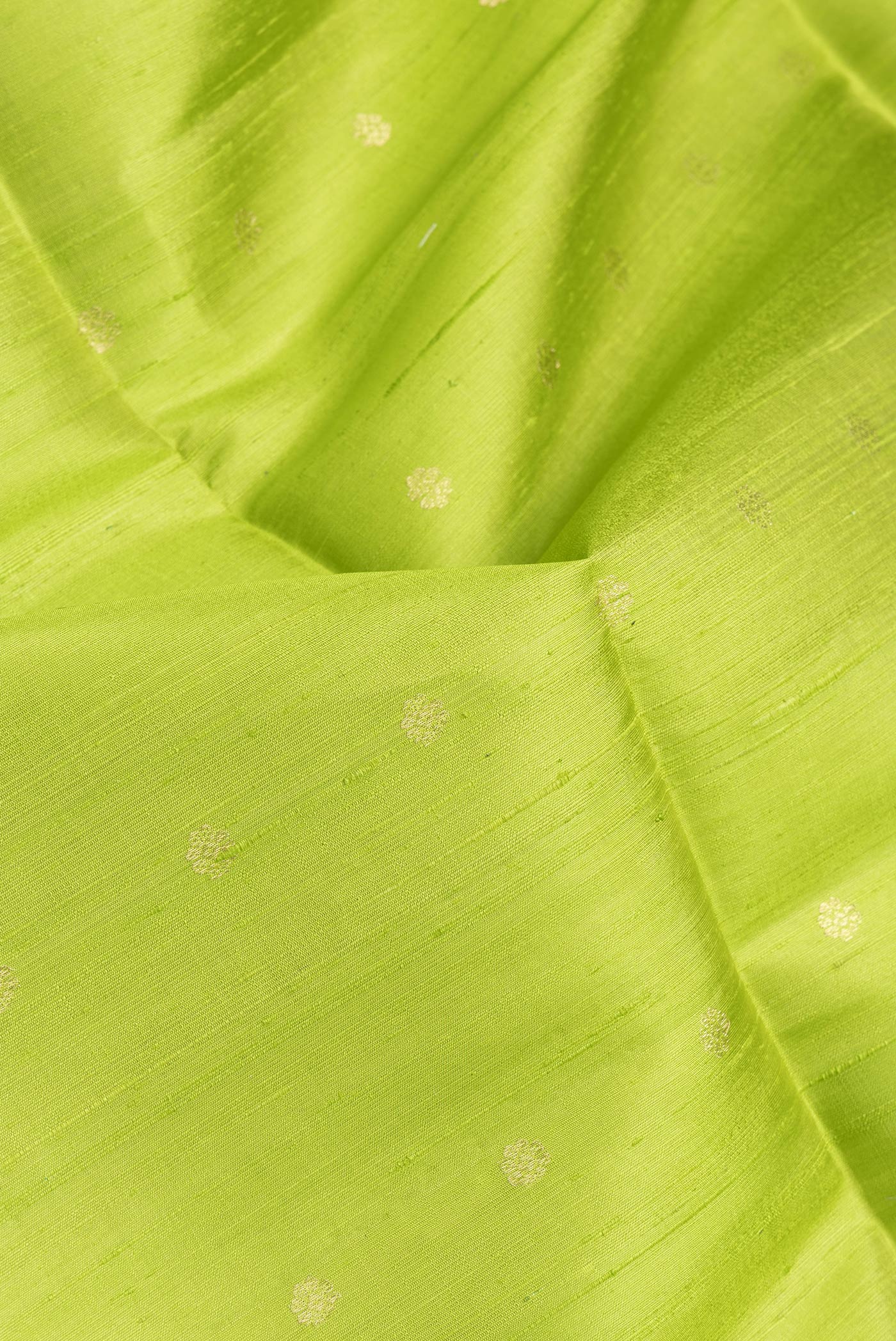 Parrot Green Raw Silk Saree - Image 2