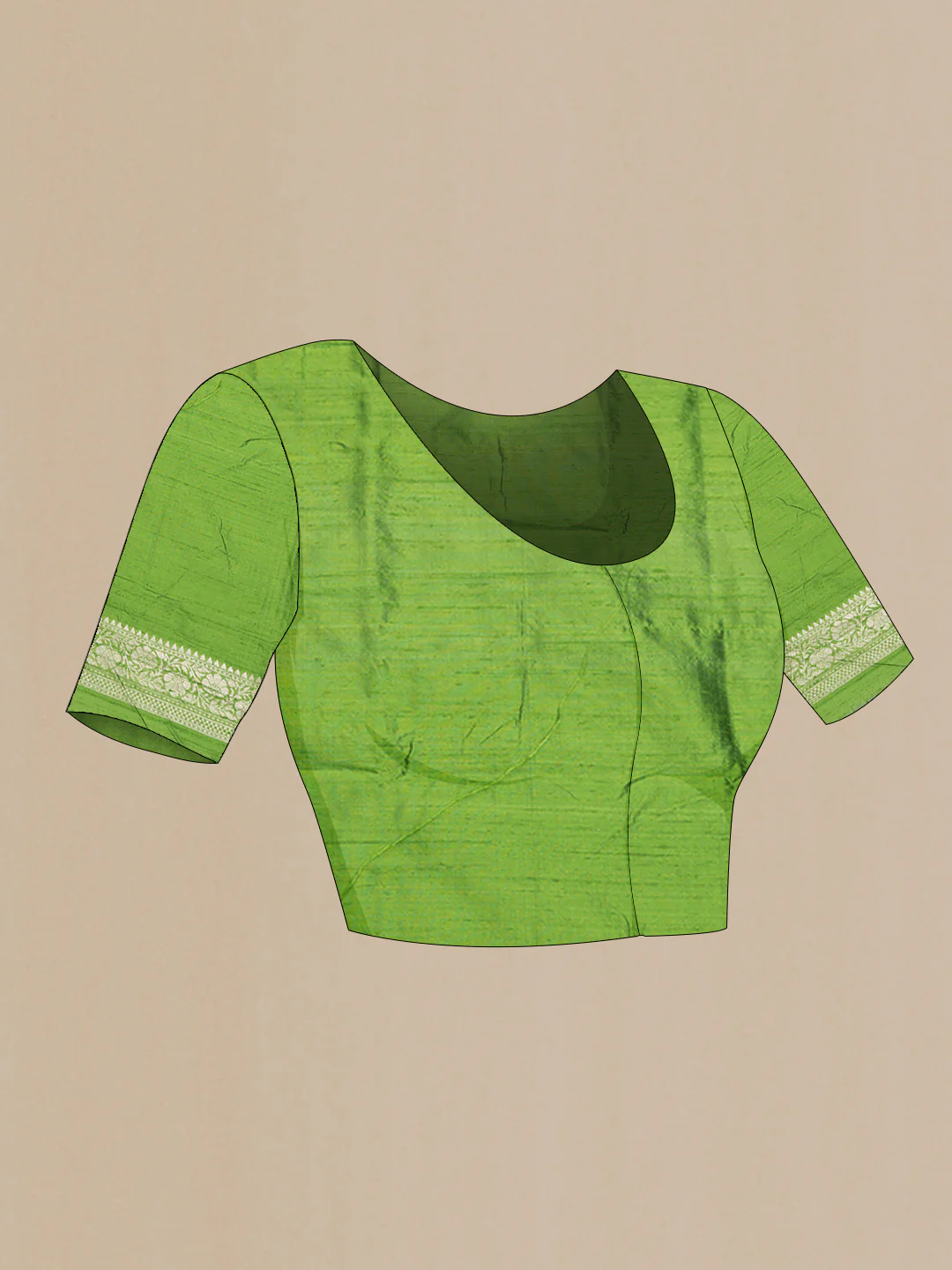 Parrot Green Dual Tone Raw Silk Saree - Image 4