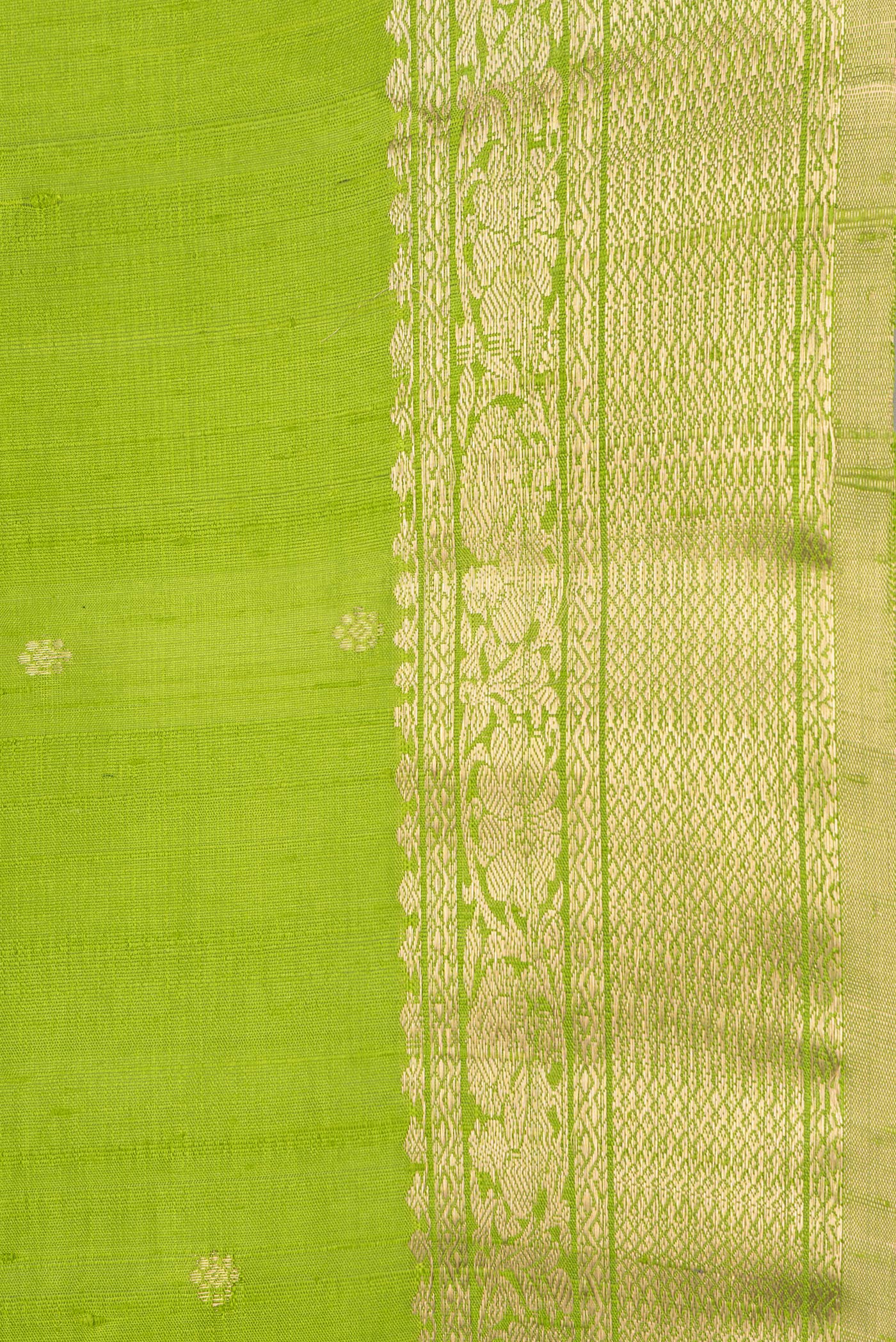 Parrot Green Raw Silk Saree - Image 3