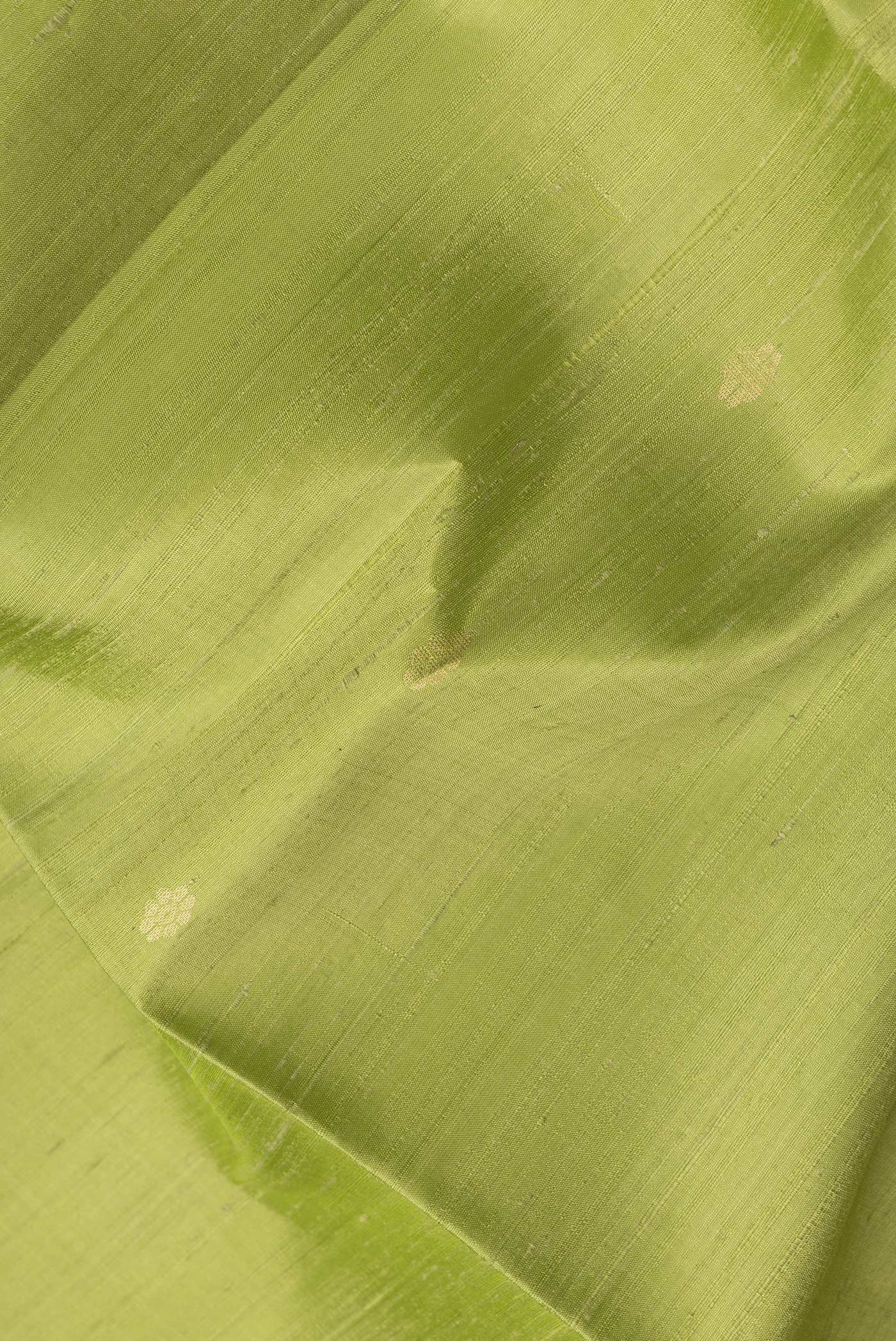 Parrot Green Raw Silk Saree - Image 2