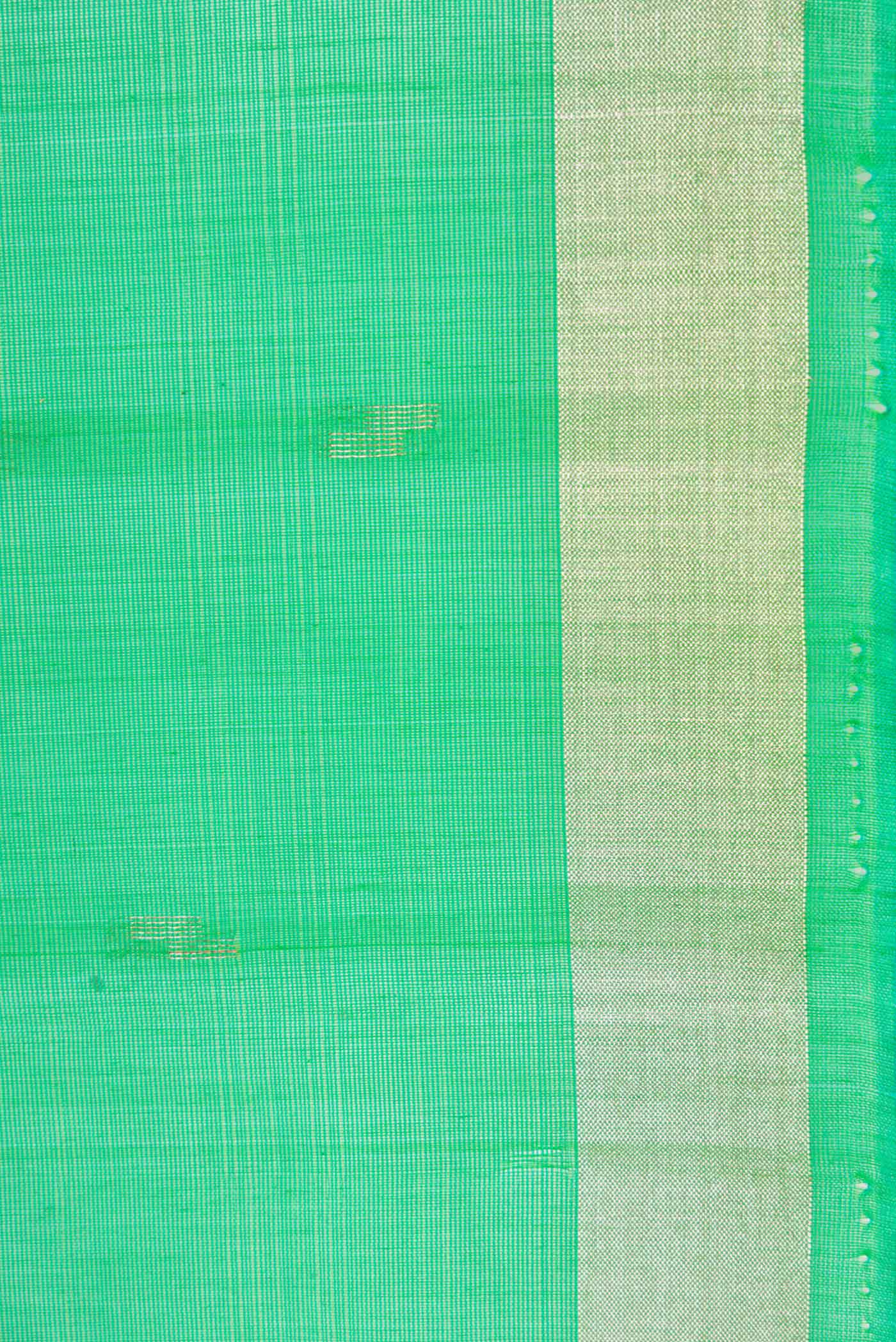 Parrot Green Dual Tone Silk Cotton Saree - Image 3