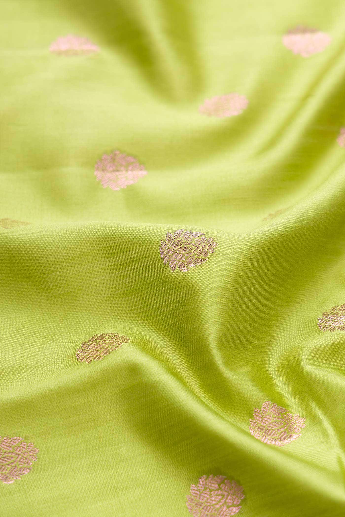 Parrot Green Banarasi Raw Silk Saree - Image 2