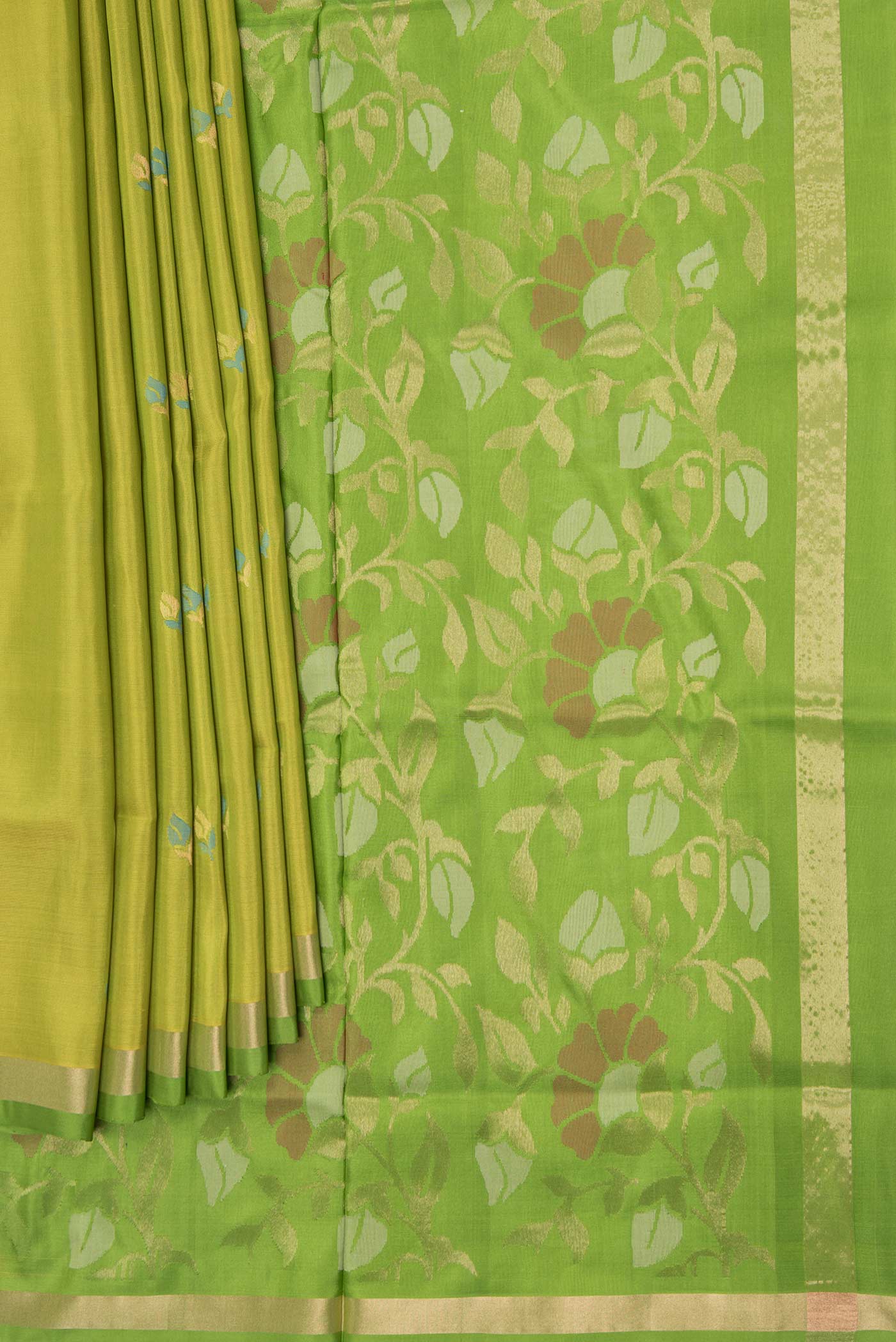 Parrot Green Dual Tone Uppada Silk Saree - Image 4