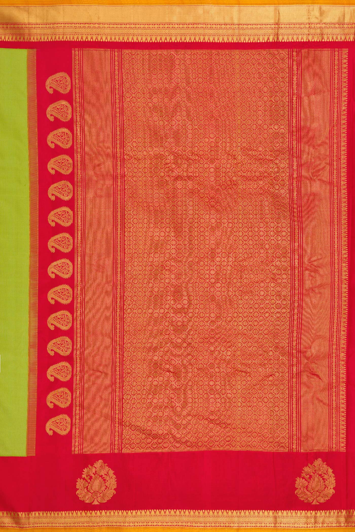 Parrot Green Gadwal Silk Saree - Image 7