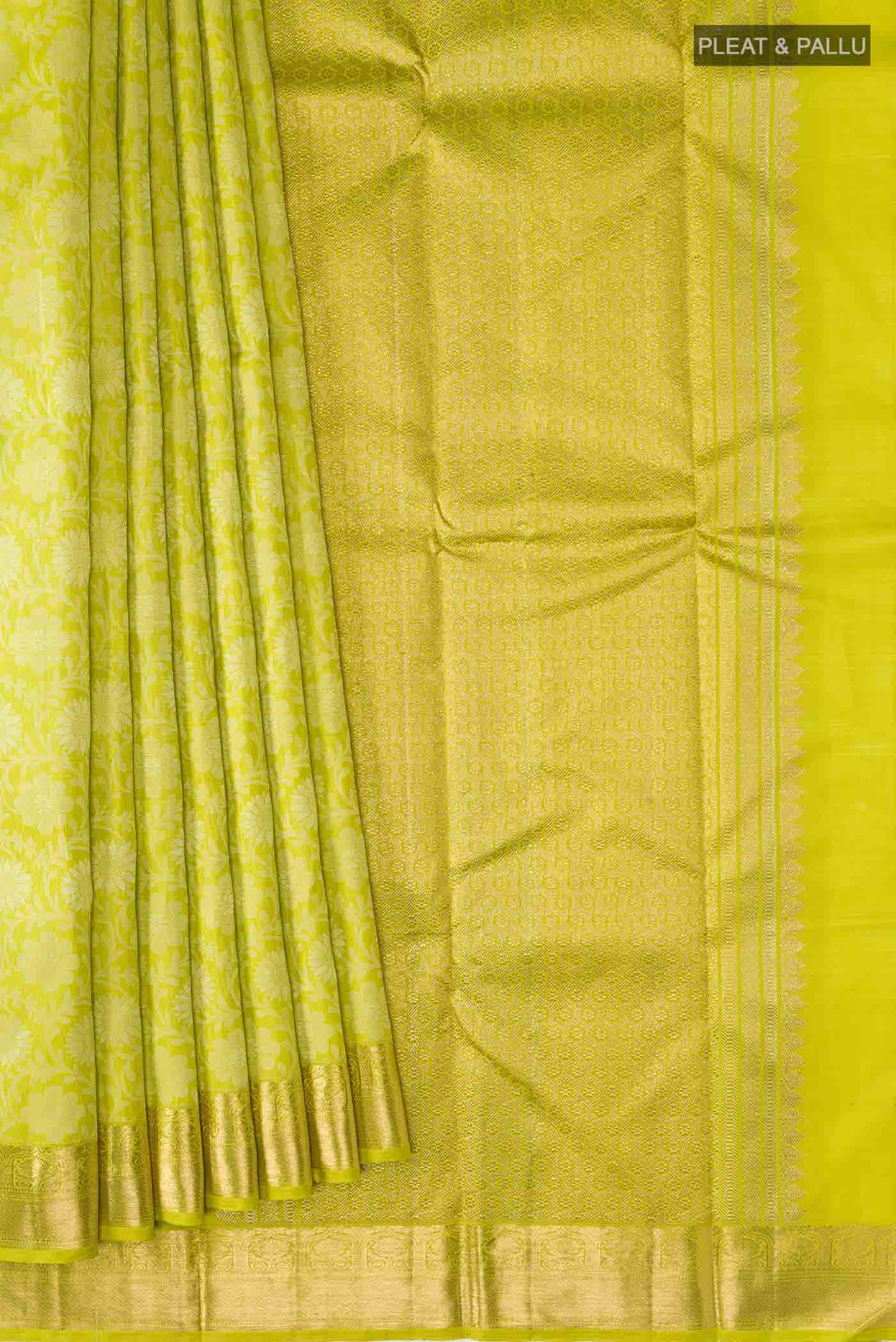 Parrot Green Kanjivaram Silk Saree - Image 3